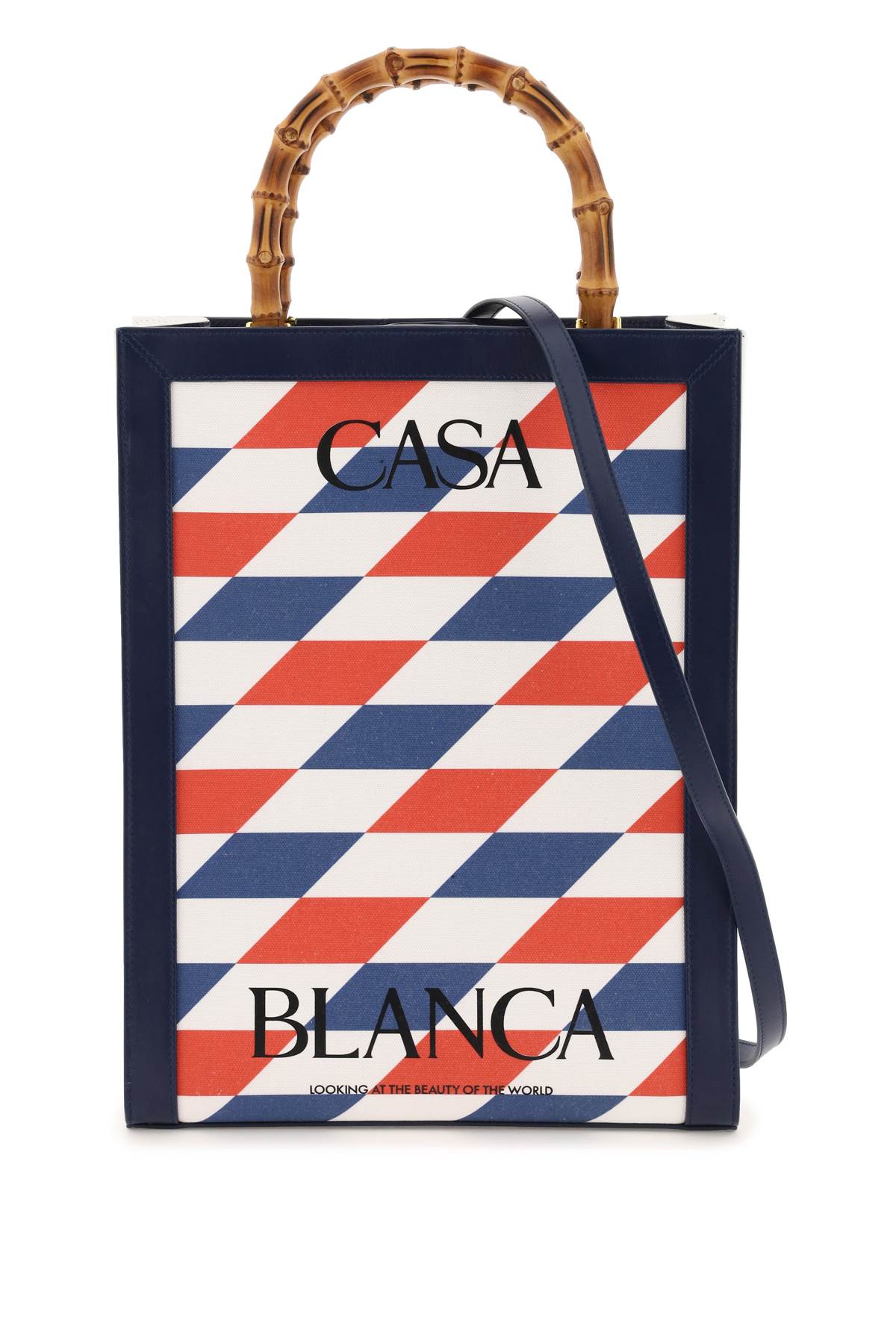 Casablanca Canvas Tote Bag In Red White Navy (blue)