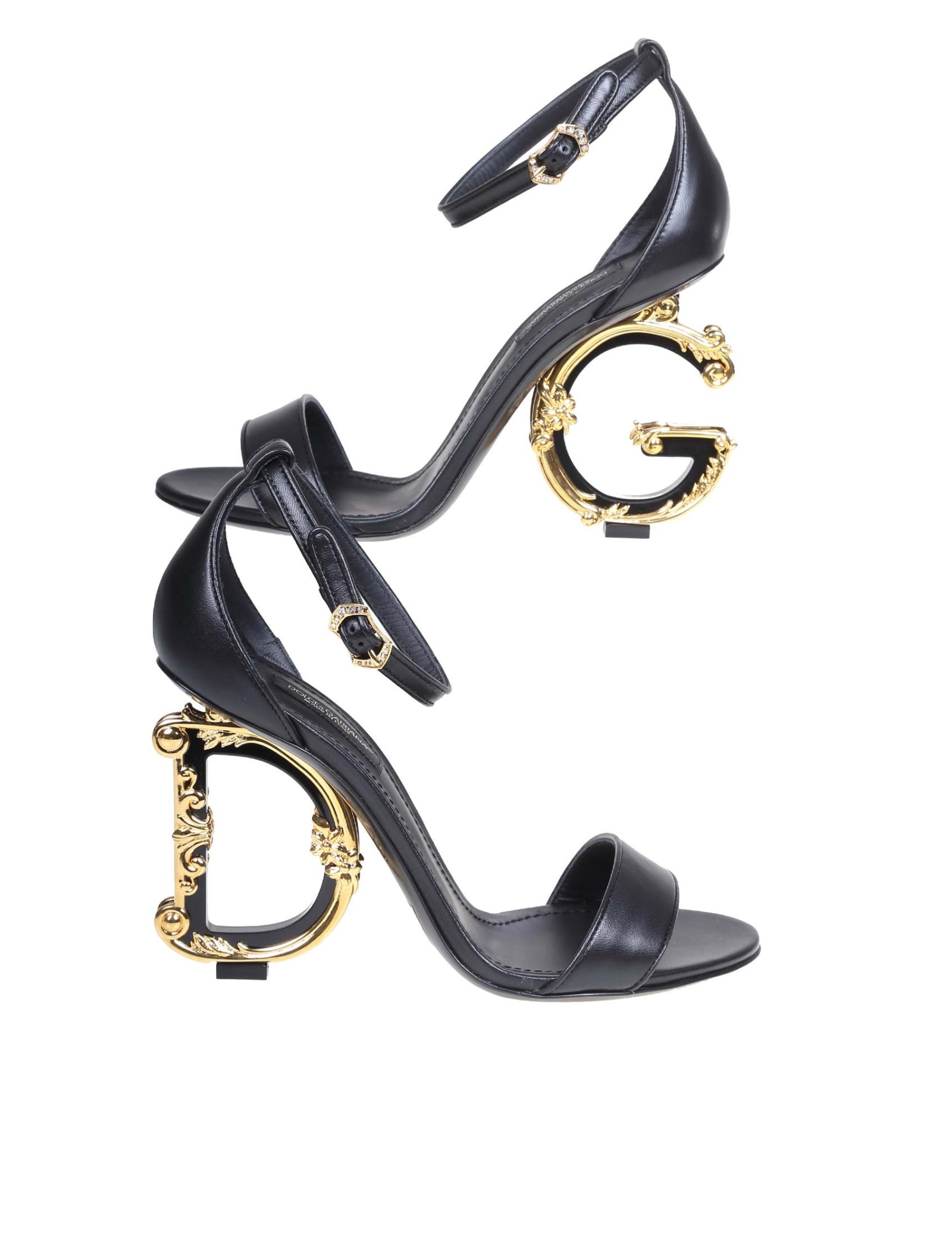 Dolce & Gabbana Devotion Sandal In Black Leather