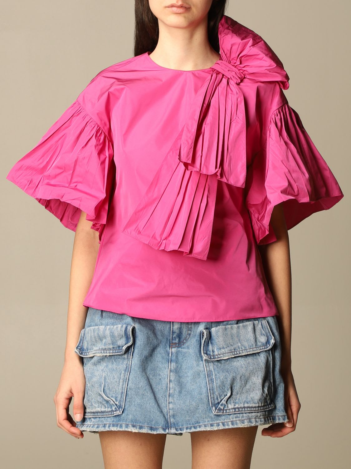 Red Valentino Top Red Valentino Top In Taffeta With Ruffles