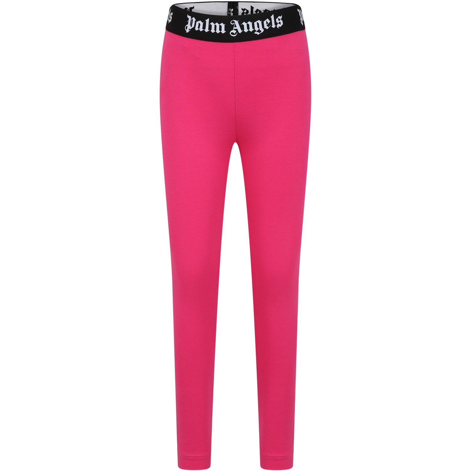 Shop Palm Angels Fuchsia Leggings For Girl With Logo In Fucsia