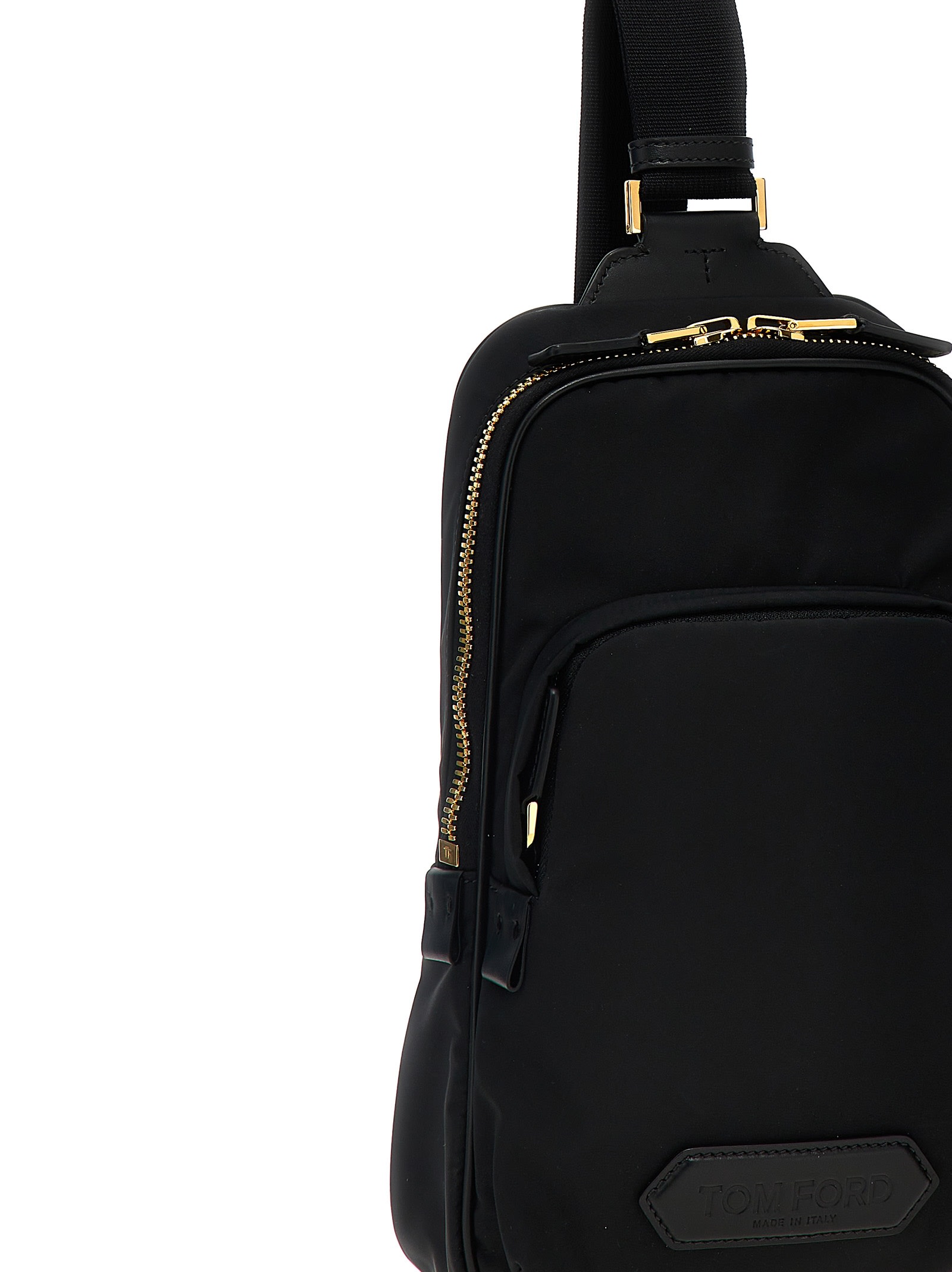 Shop Tom Ford Logo Nylon Shoulder Strap In Black