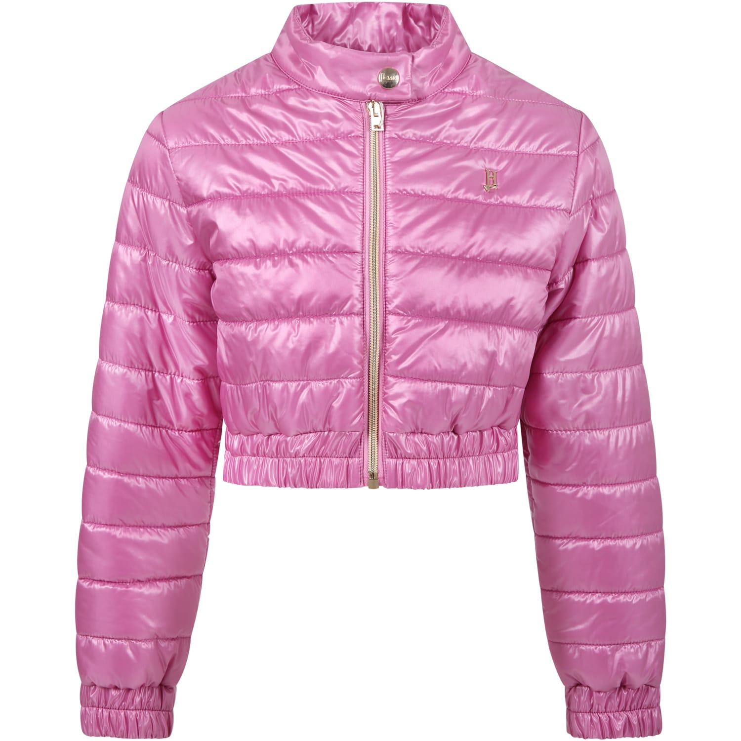 HERNO PINK DOWN JACKET FOR GIRL WITH LOGO