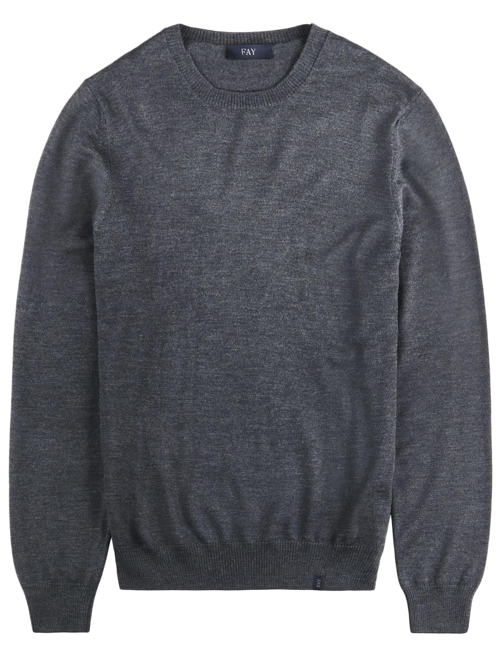 Shop Fay Jumper In Grey Merinos Wool Knit