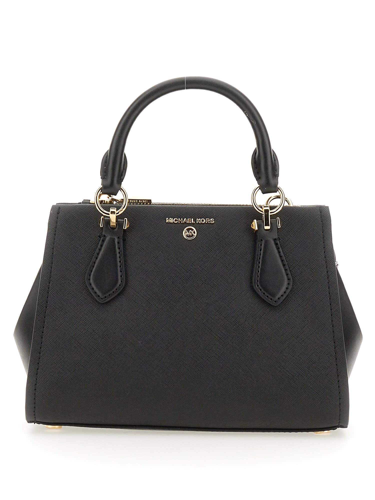 Michael Michael Kors Marilyn Large Leather Satchel Bag In Nero