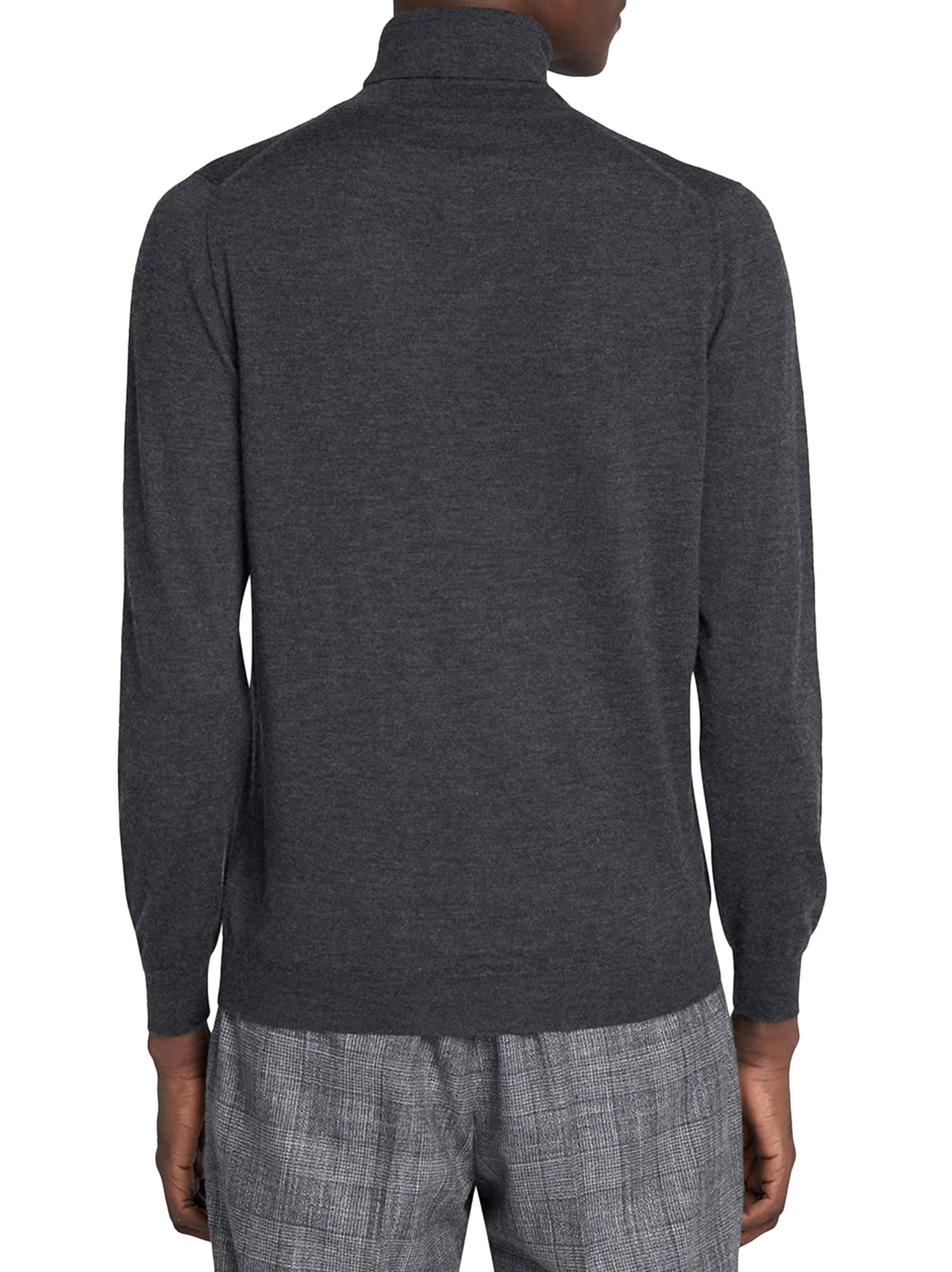 Shop Kiton Jersey High Neck Cashmere In Dark Grey