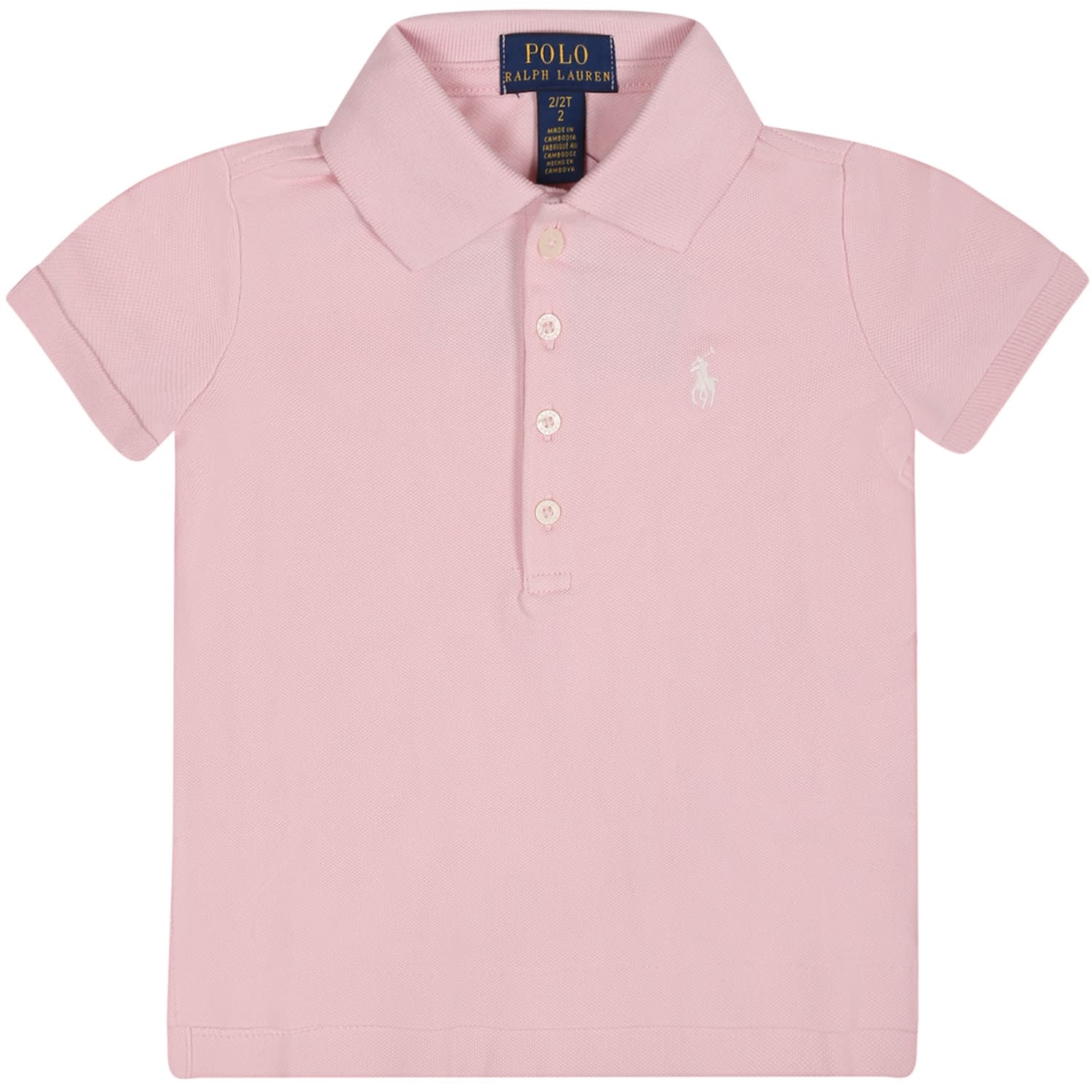Ralph Lauren Kids' Pink Polo For Baby Girl With Pony