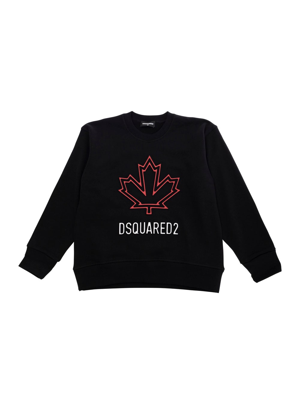 Dsquared2 Black Crewneck T-shirt With Maxi Logo Print On The Front In Cotton Boy In Black