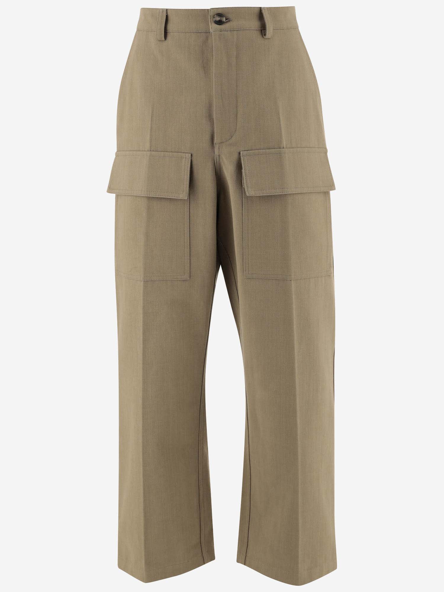 Shop Valentino Cotton Cargo Pants In Beige