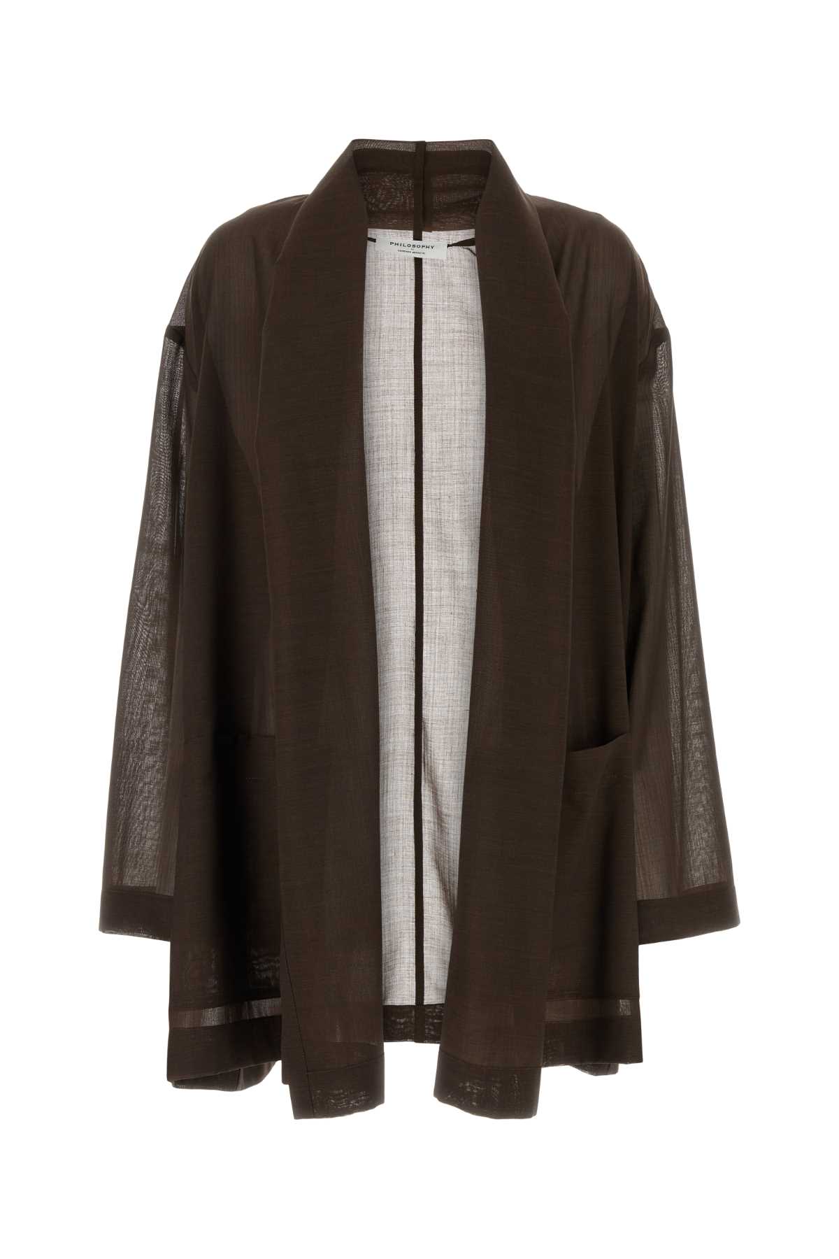 Shop Philosophy Di Lorenzo Serafini Chocolate Wool Blend Oversize Kimono In 0102