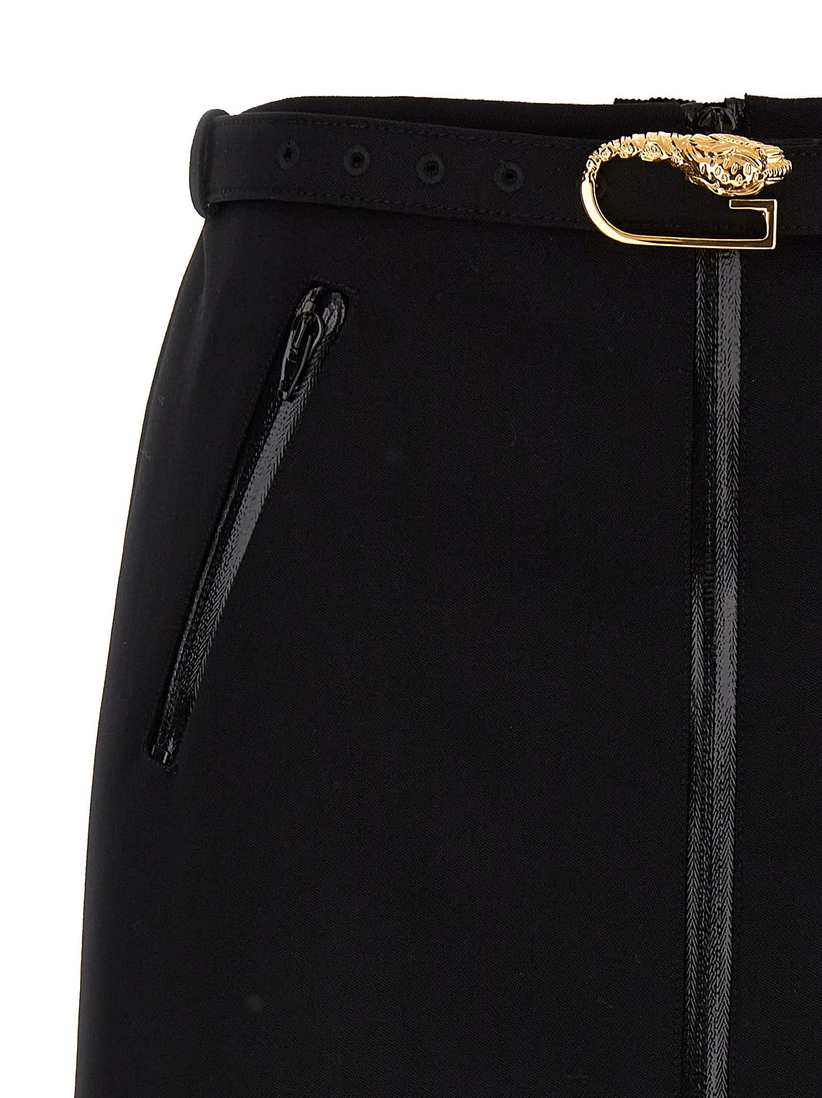 Shop Gucci Wool Skirt With Removable Belt In Black