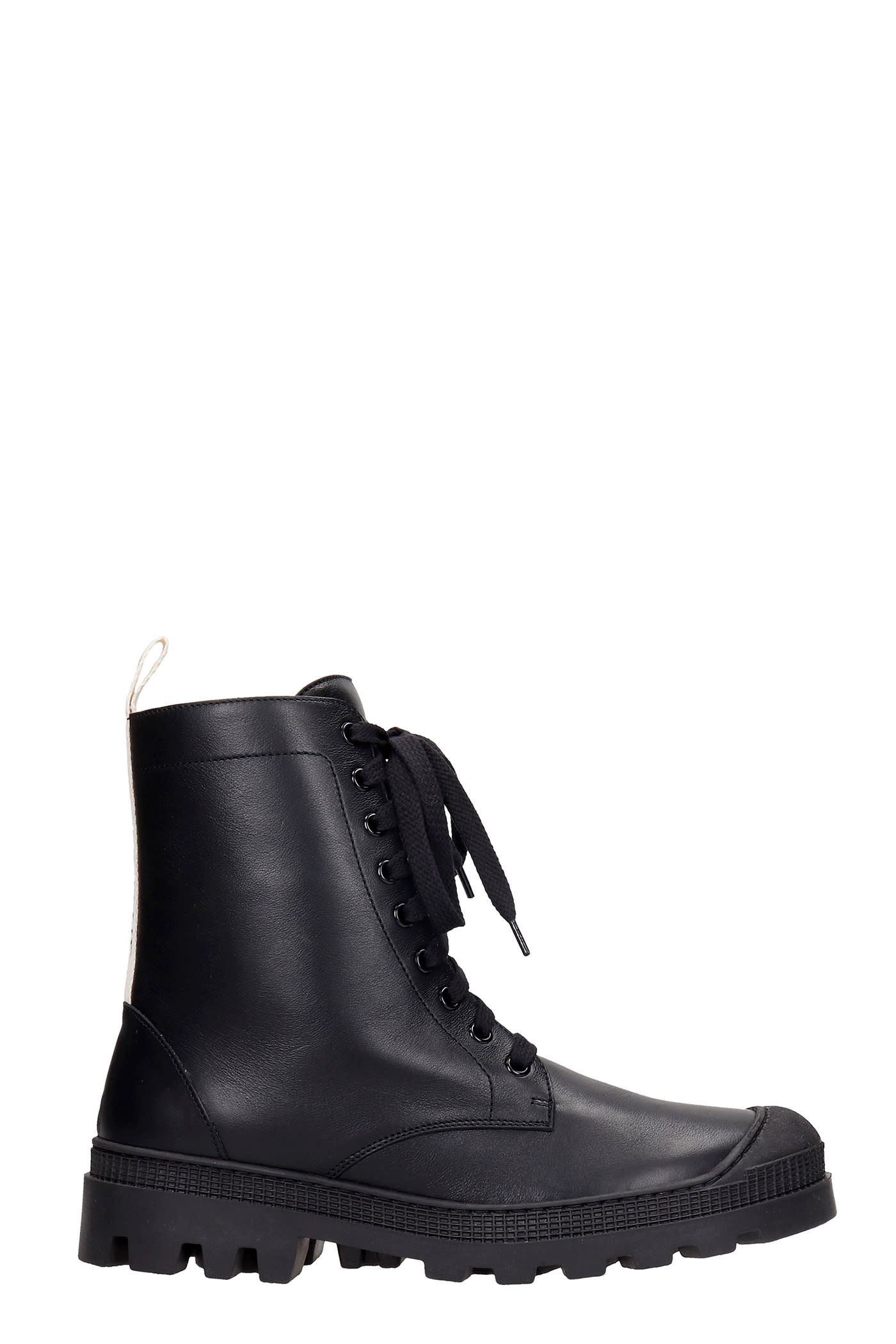 Loewe Combat Boots In Black Leather