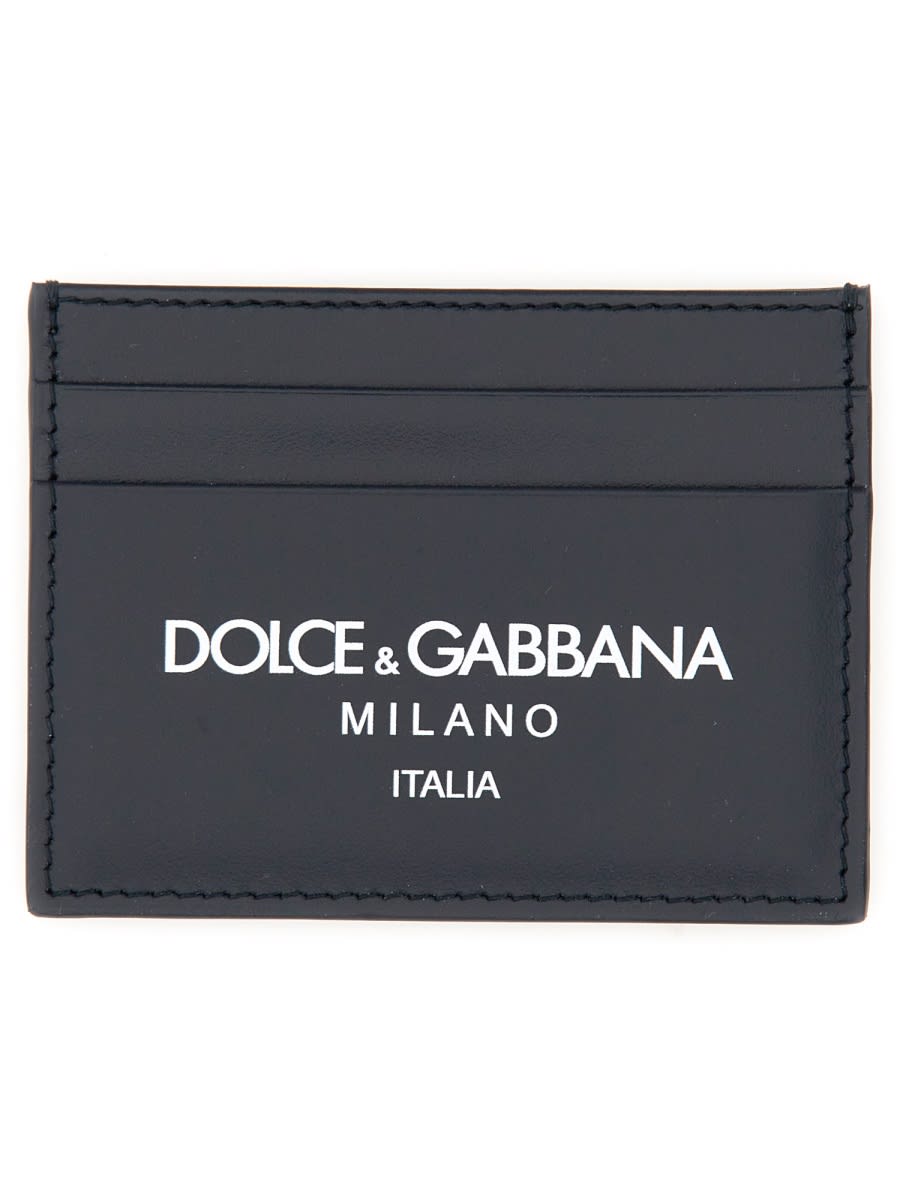 Dolce & Gabbana Leather Card Holder In Blue