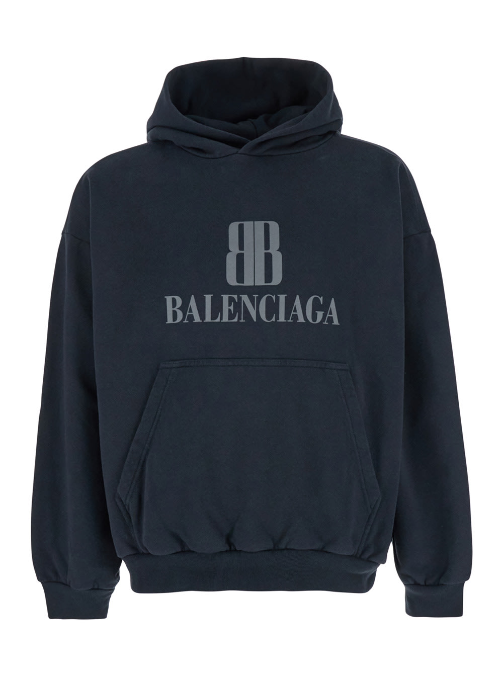 Balenciaga Black Hoodie With Fixed Hood And Logo Lettering On The Front In Cotton Man