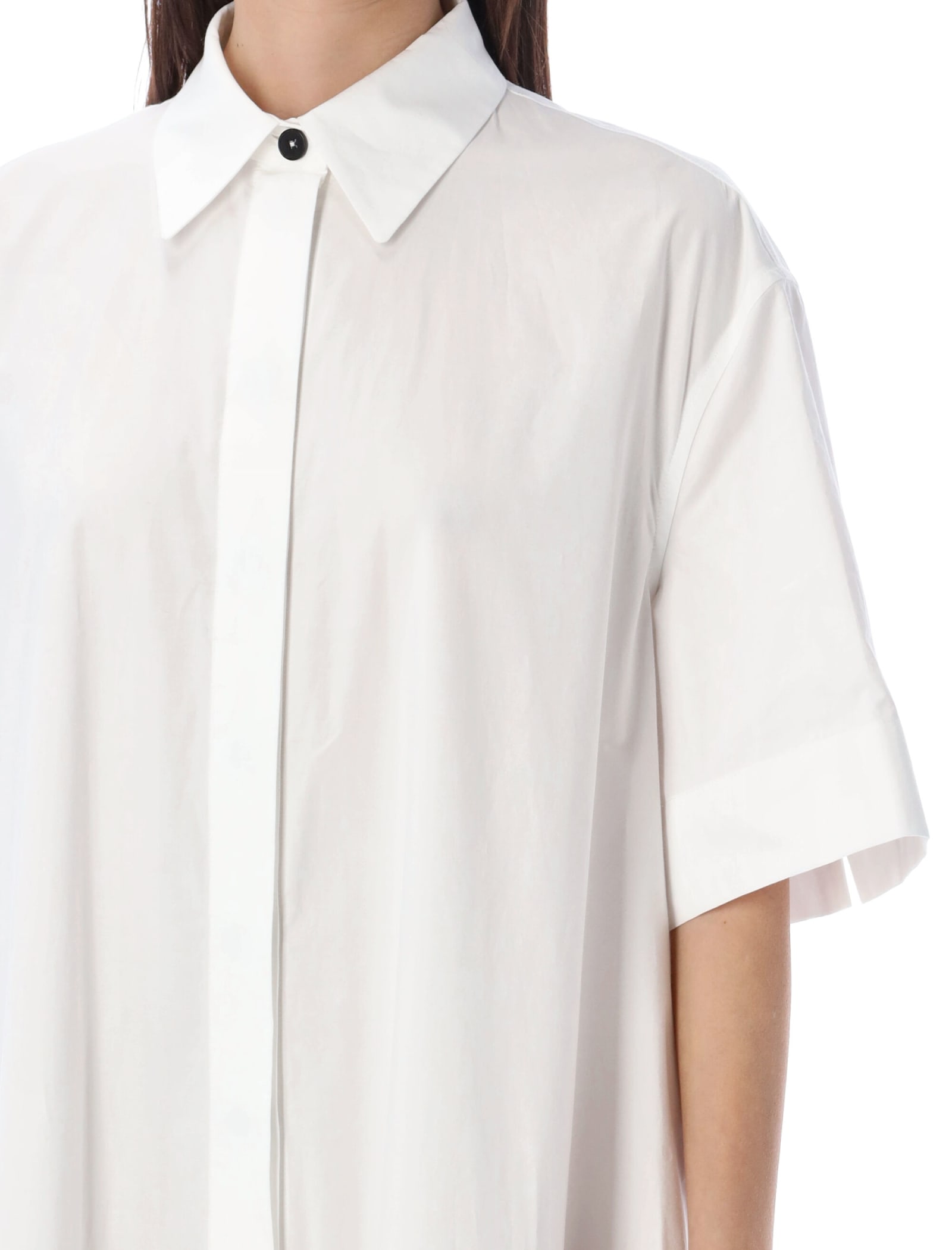 Shop Jil Sander Long Shirt Dress In White