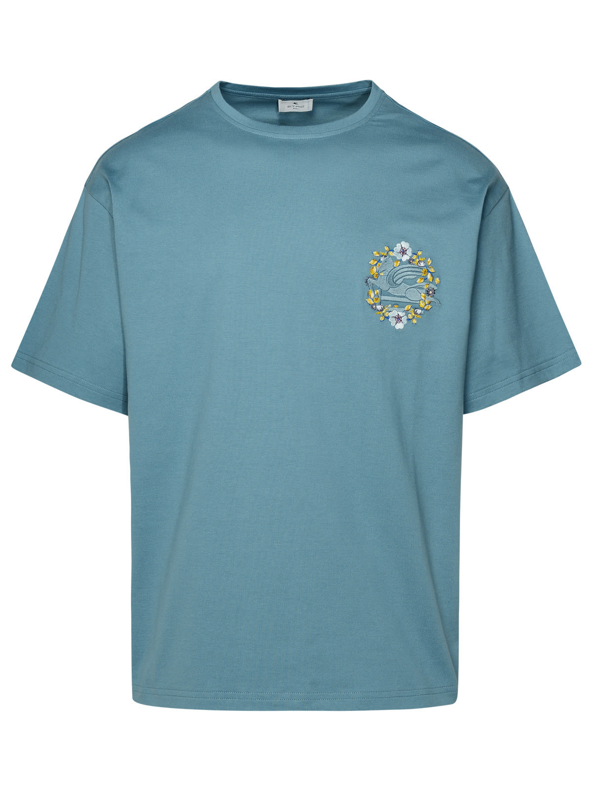 Shop Etro Light Blue Cotton T-shirt