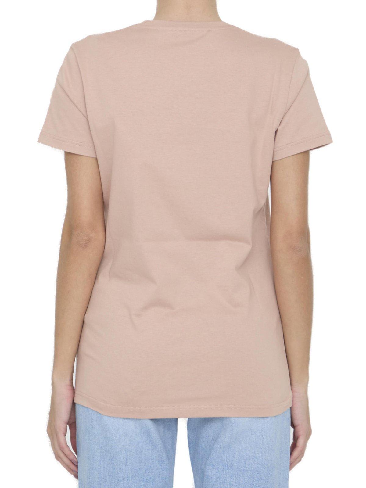 Shop Moncler Crewneck Short-sleeved T-shirt In Pink