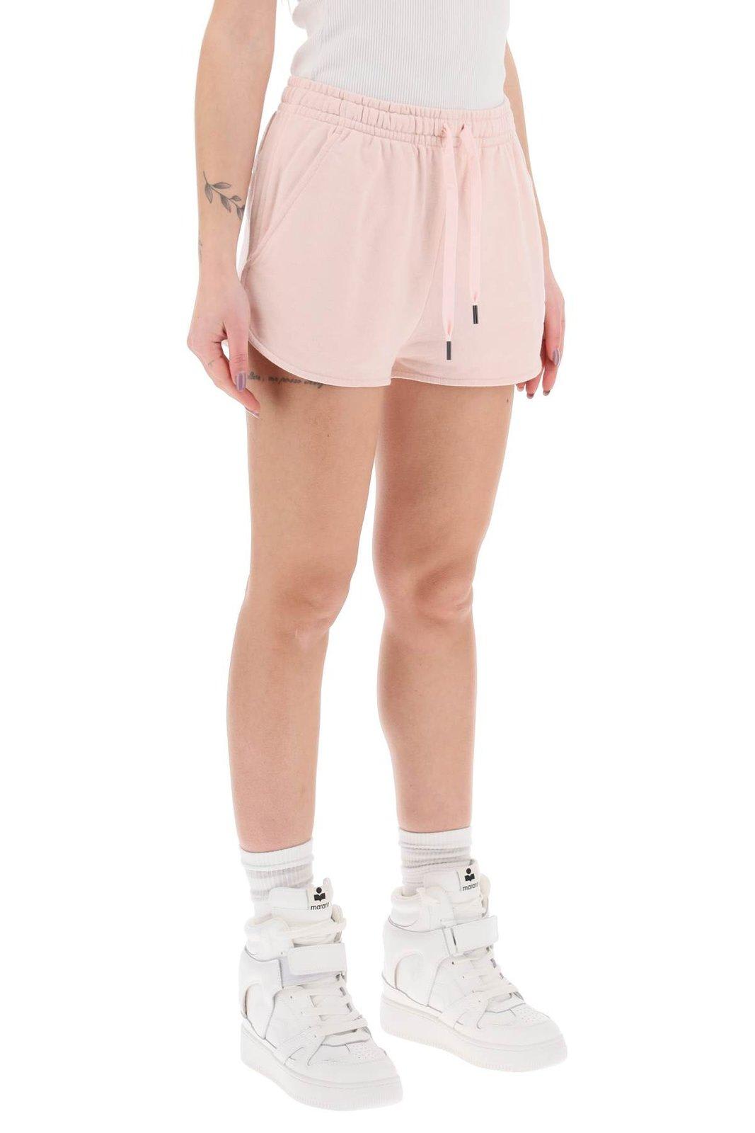 Shop Marant Etoile Logo Printed Drawstring Track Shorts In Pearl Rose Ecru (pink)