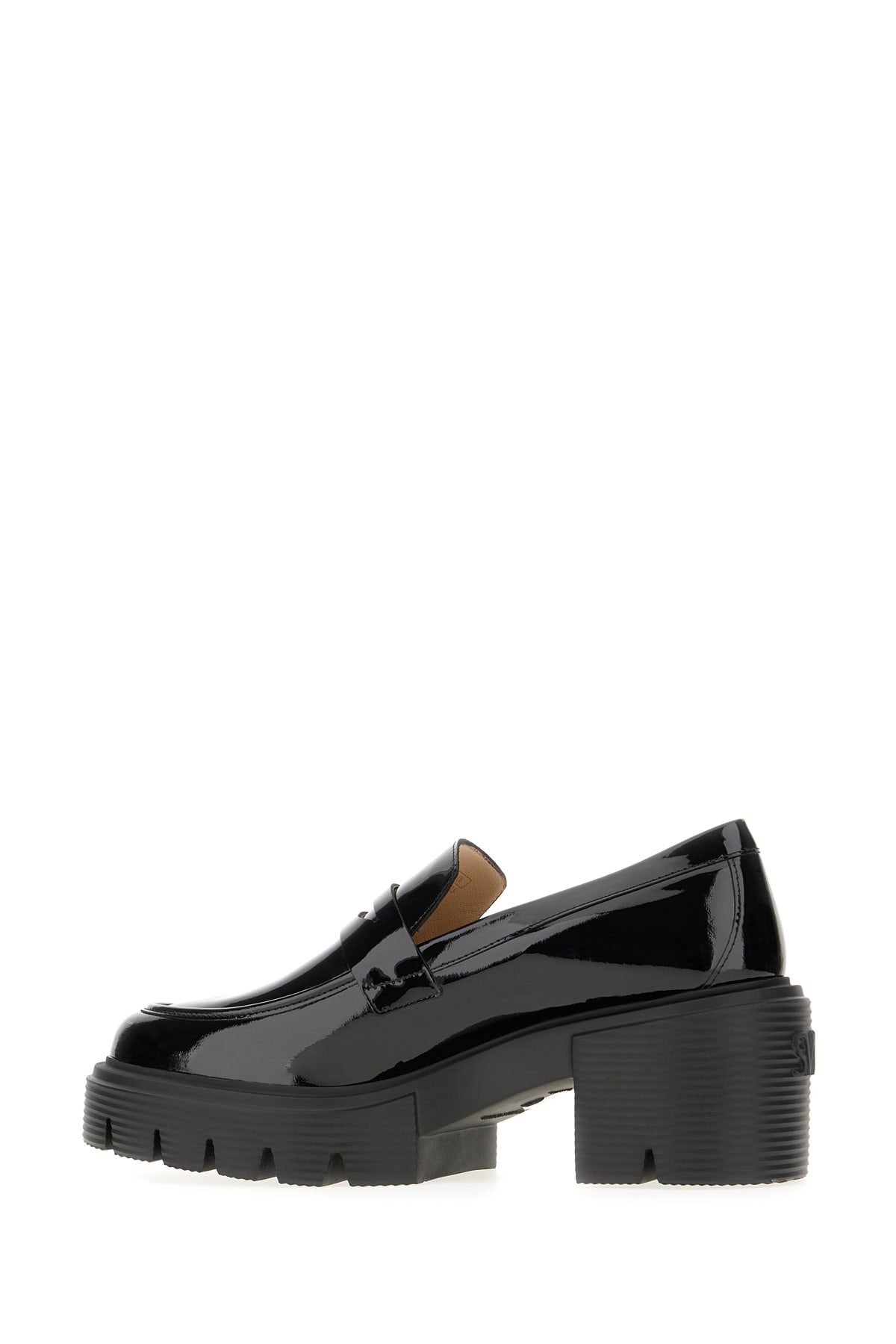 Shop Stuart Weitzman Black Leather Soho Loafers In Blk