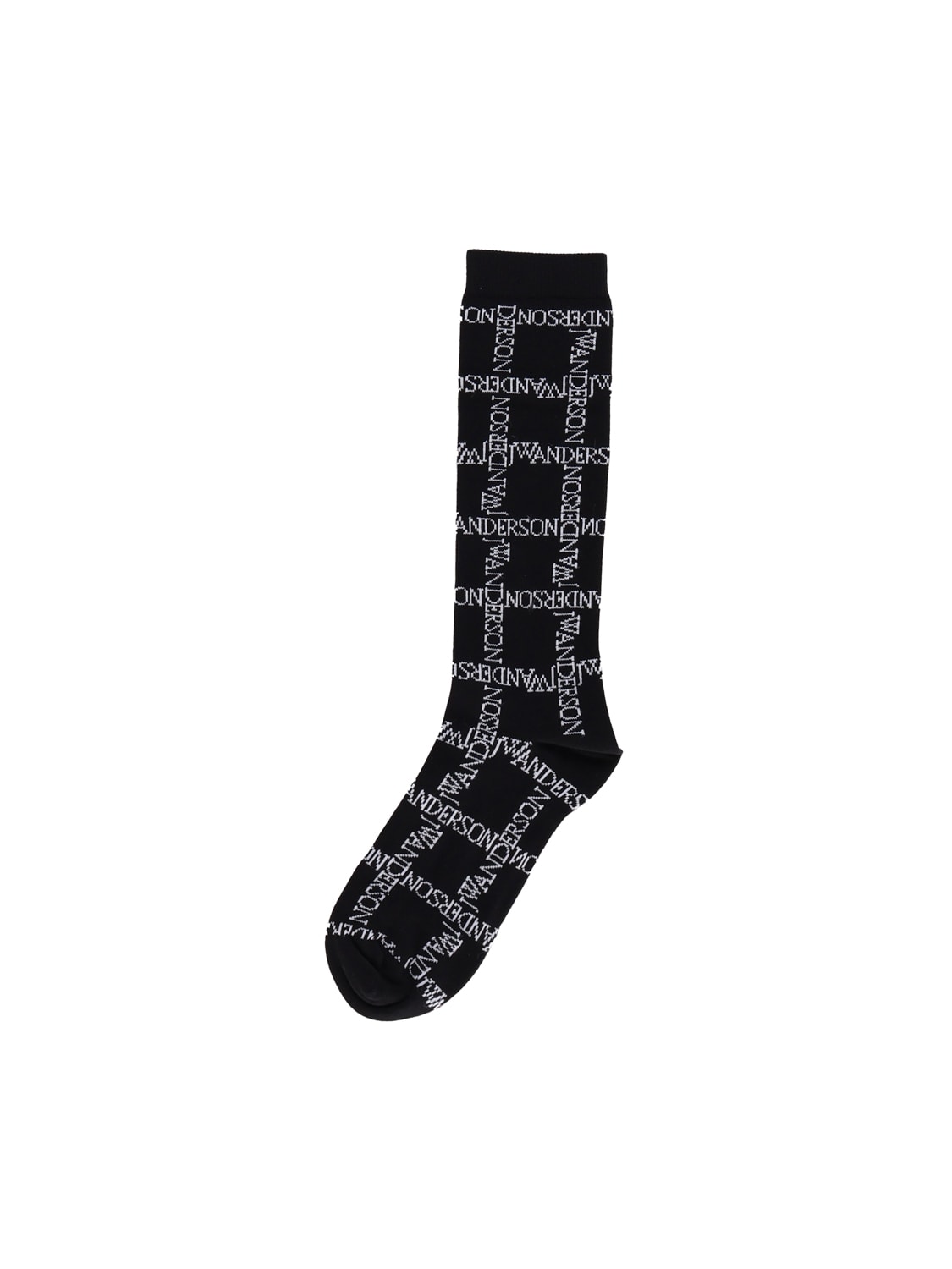 Shop Jw Anderson Mens Socks With All-over Logo Decoration In Black/white
