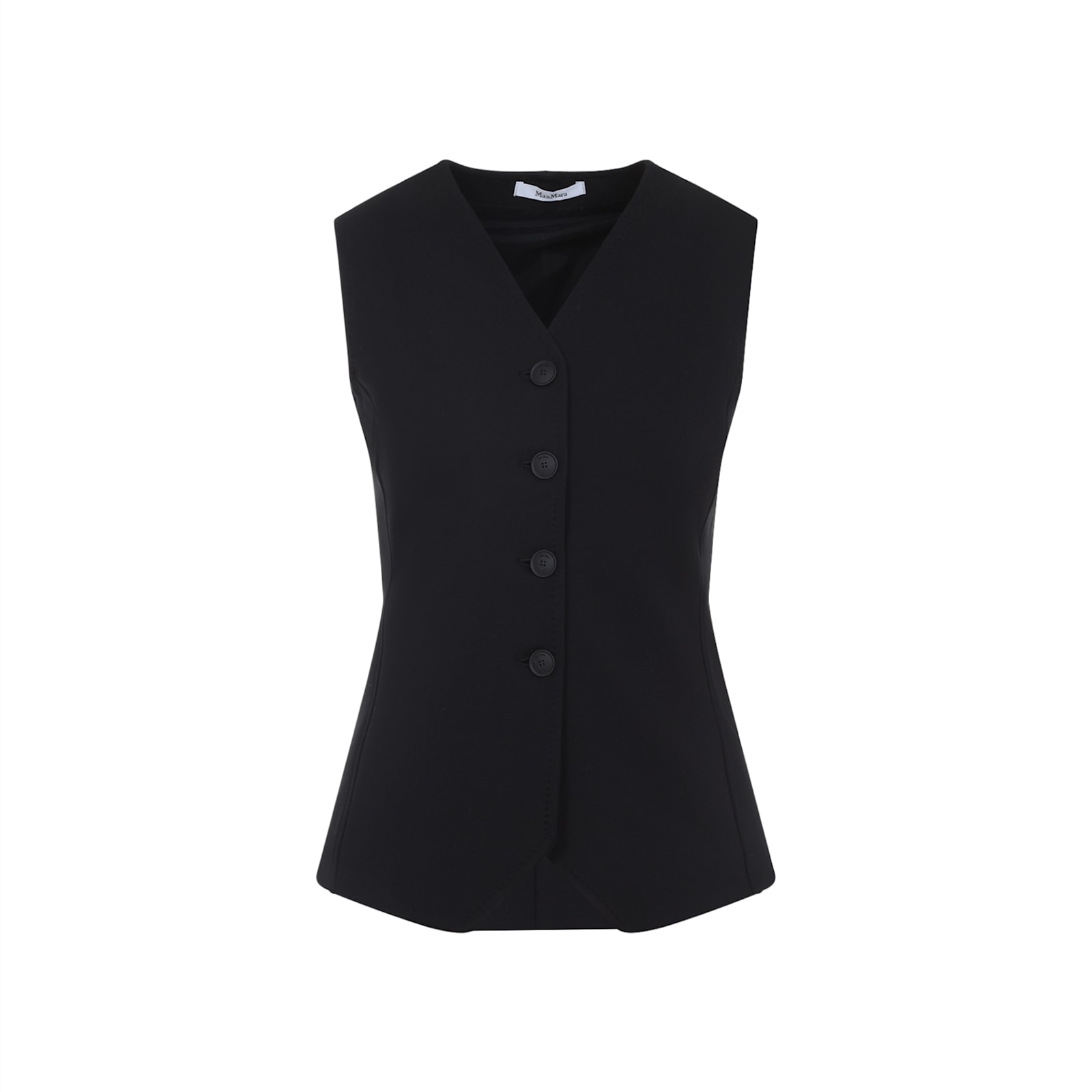Max Mara Fornovo Sleeveless V-neck Tailored Gilet In Black