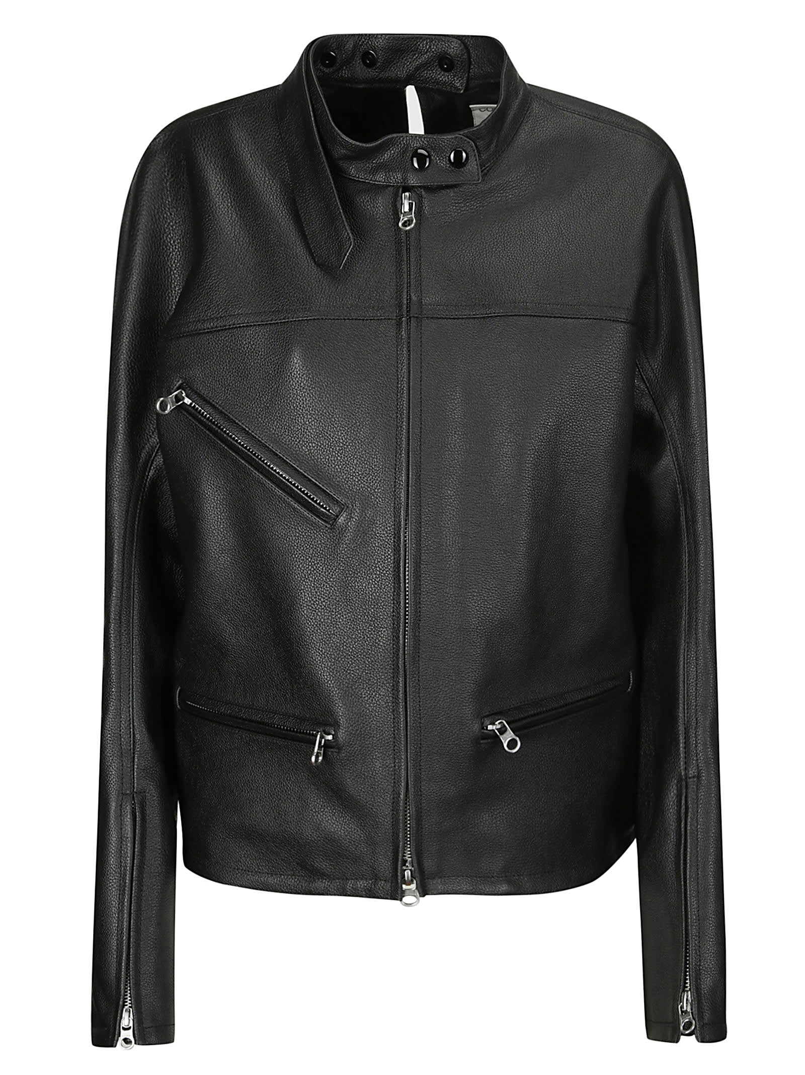 Courrèges Racer Buckle Leather Biker Jacket