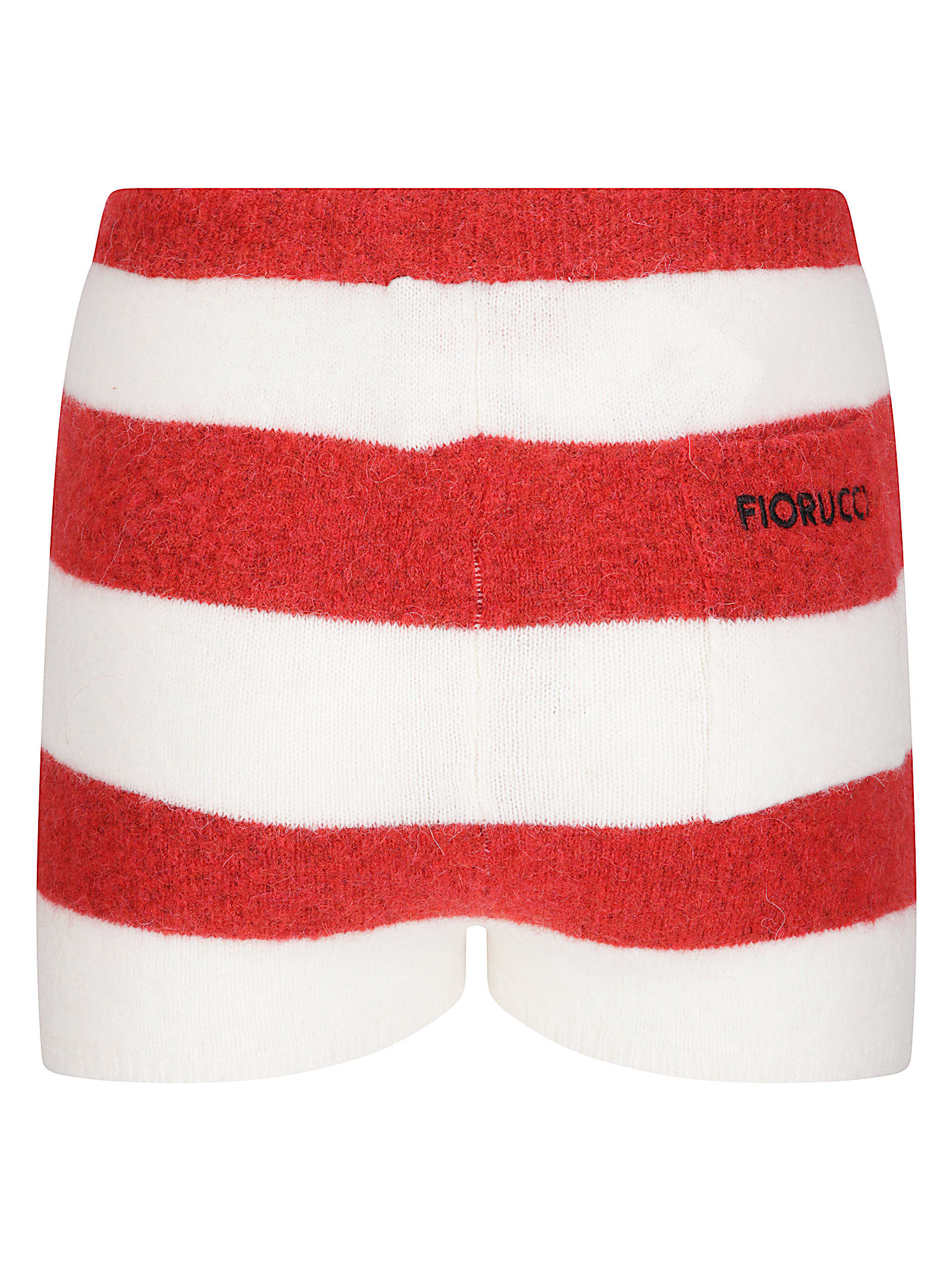 Fiorucci Red Striped Embroidered Alpaca Mini Shorts In Multi