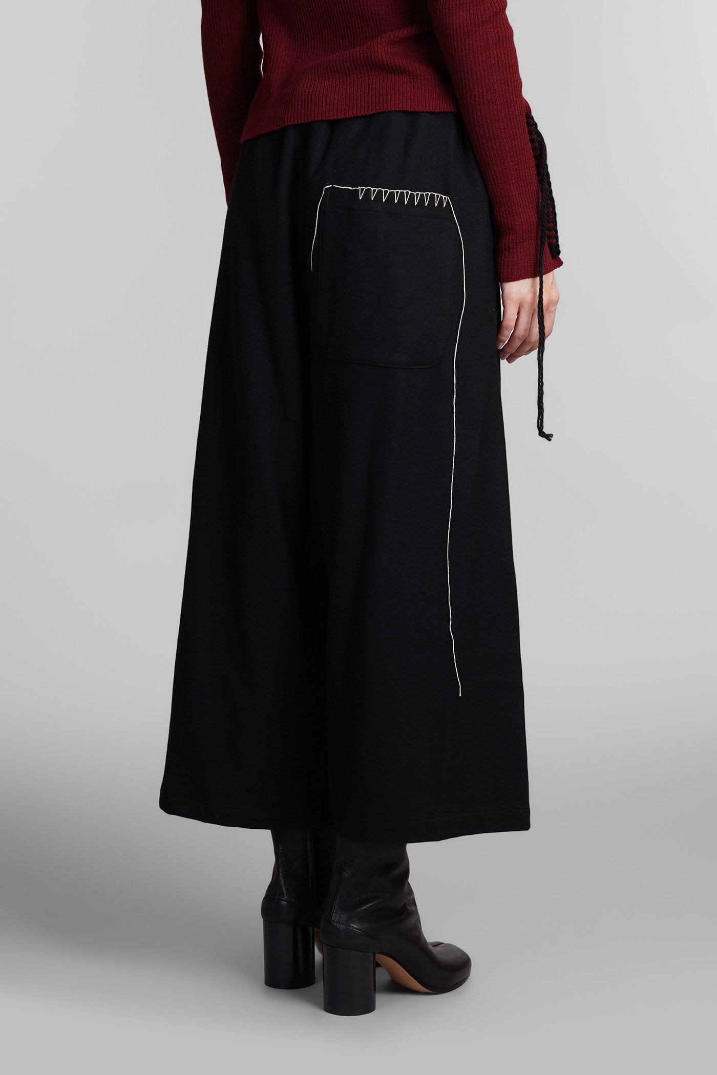 Shop Yohji Yamamoto Pants In Black Wool