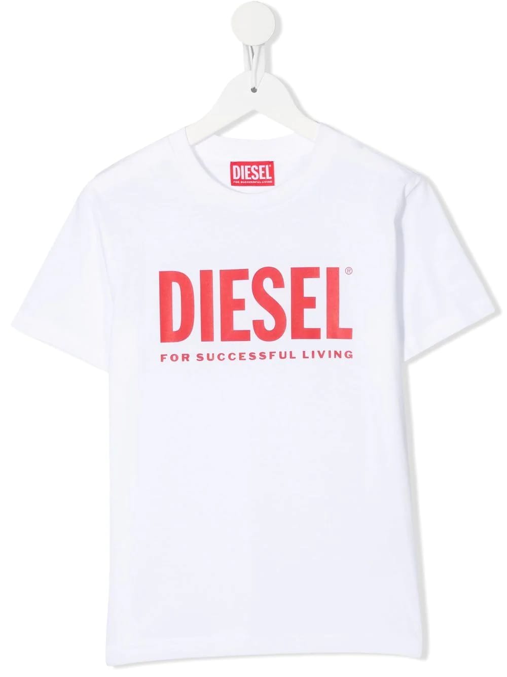 Diesel Kids White T-shirt With Red Logo