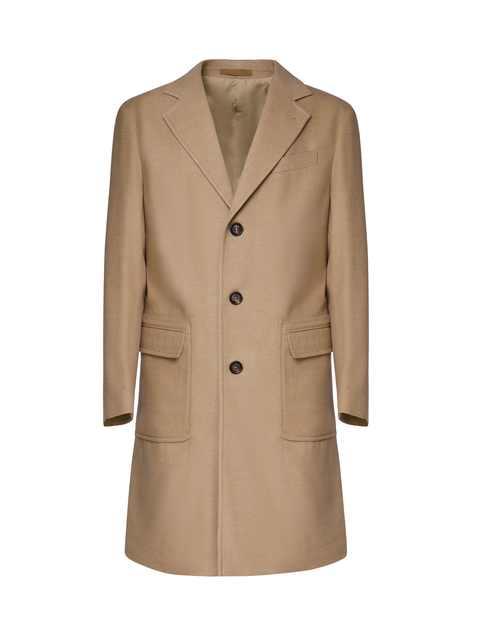 Shop Eleventy Long Coat In Wool In Brown