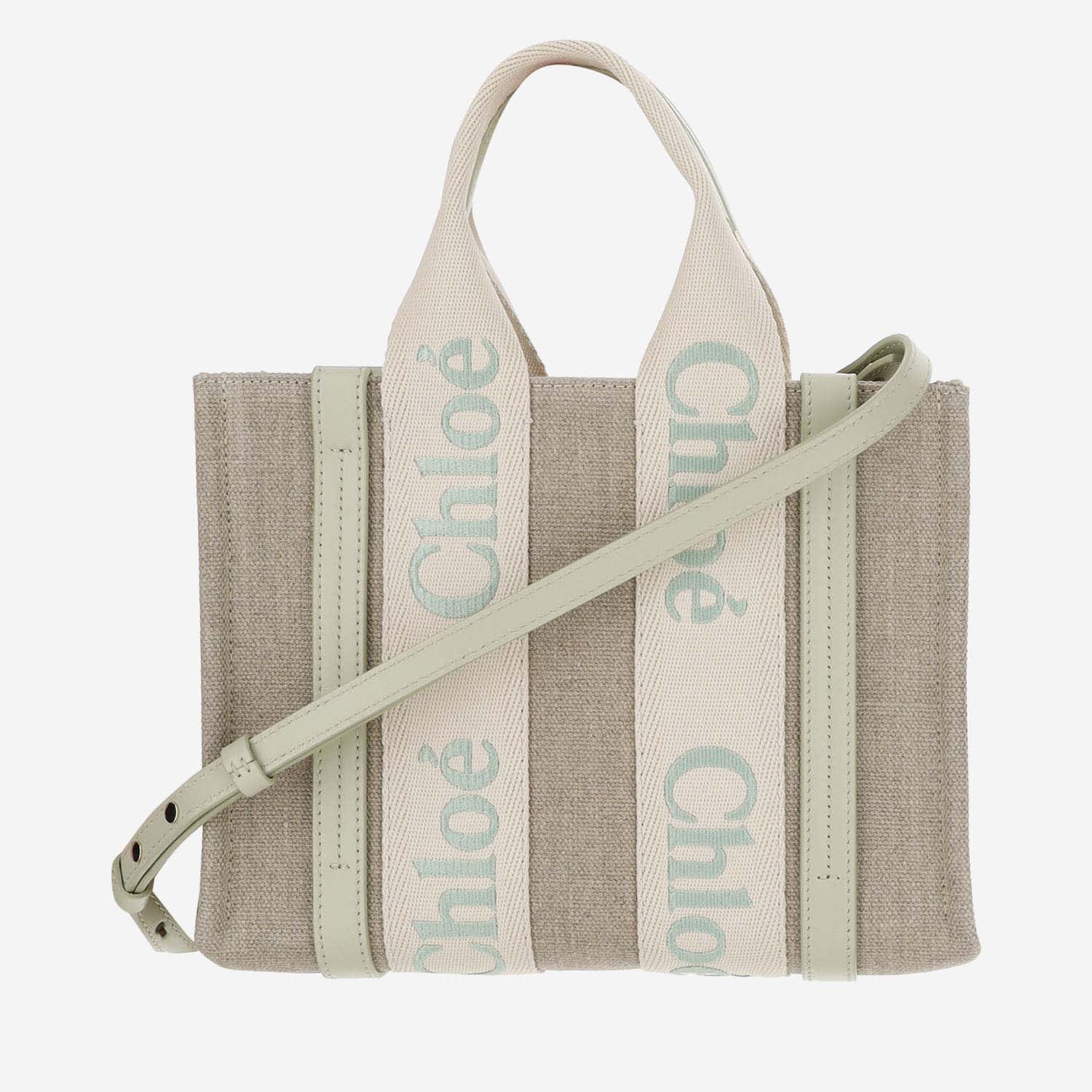 Shop Chloé Woody Bag In Beige