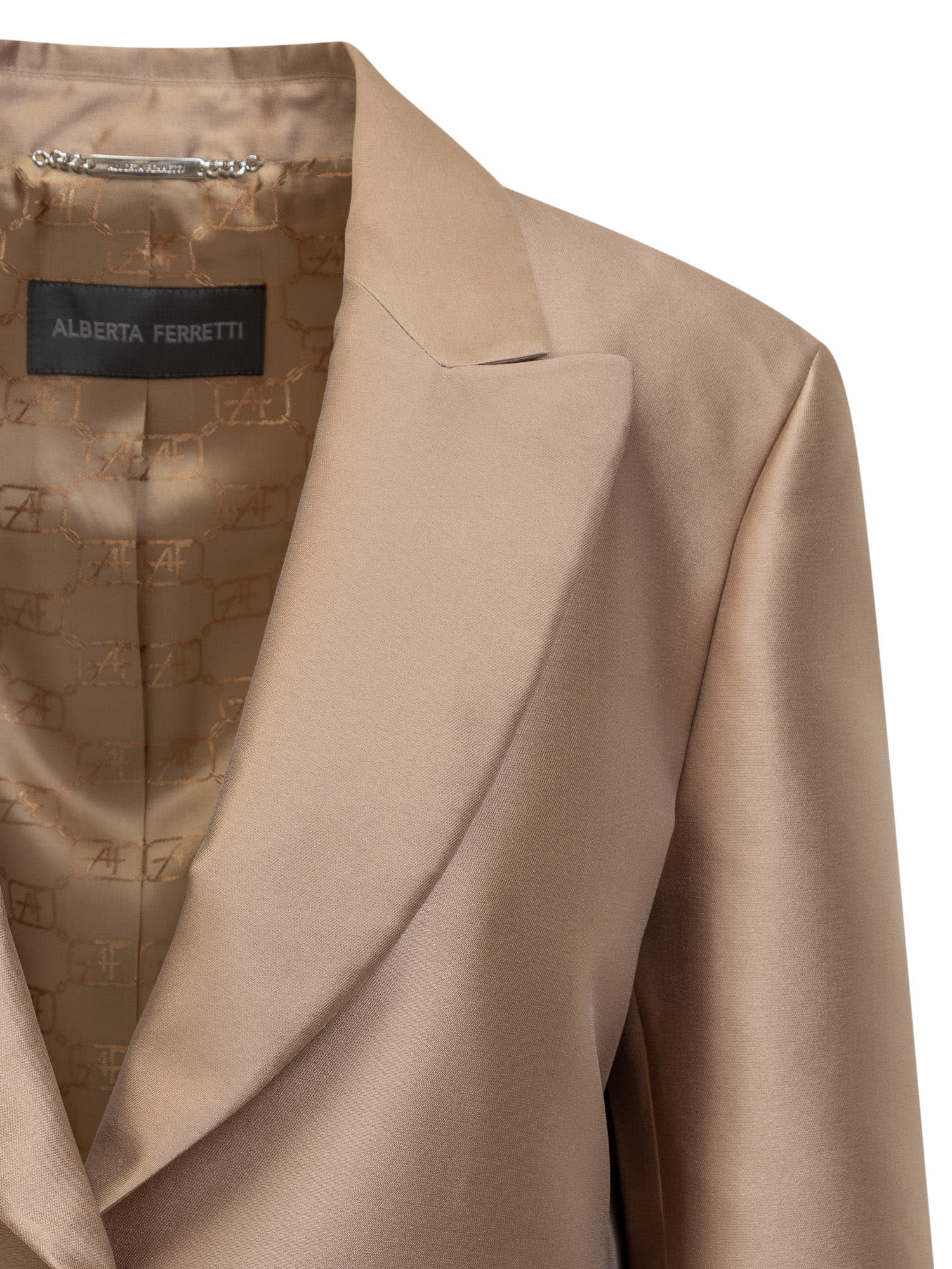 Shop Alberta Ferretti Mikado Blazer In Beige