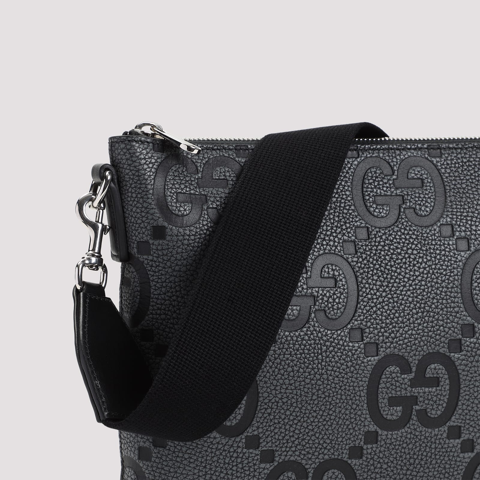 Gucci Dark Grey Leather Jumbo Gg Medium Messenger Bag | ModeSens
