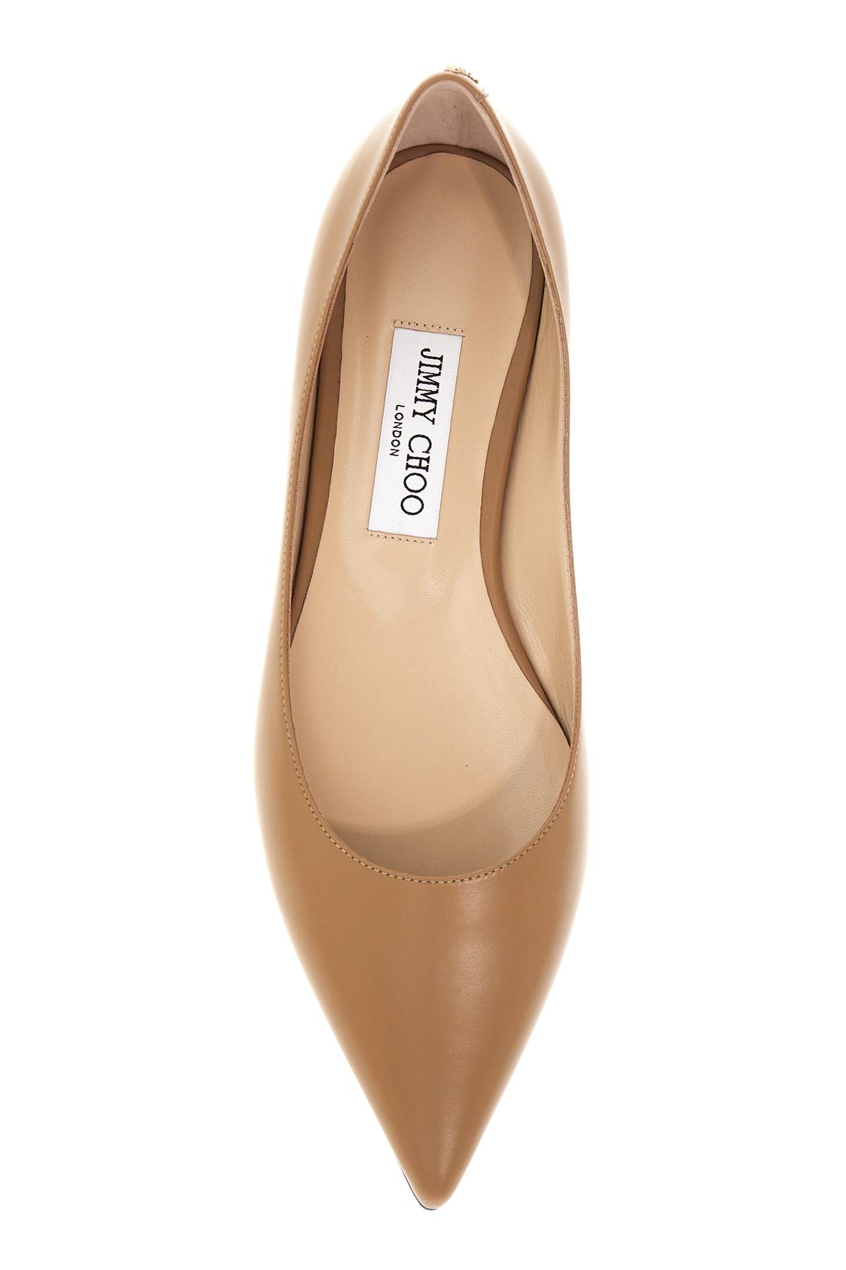 Shop Jimmy Choo Smooth Leather Love Ballerina Flats In Rattan (beige)