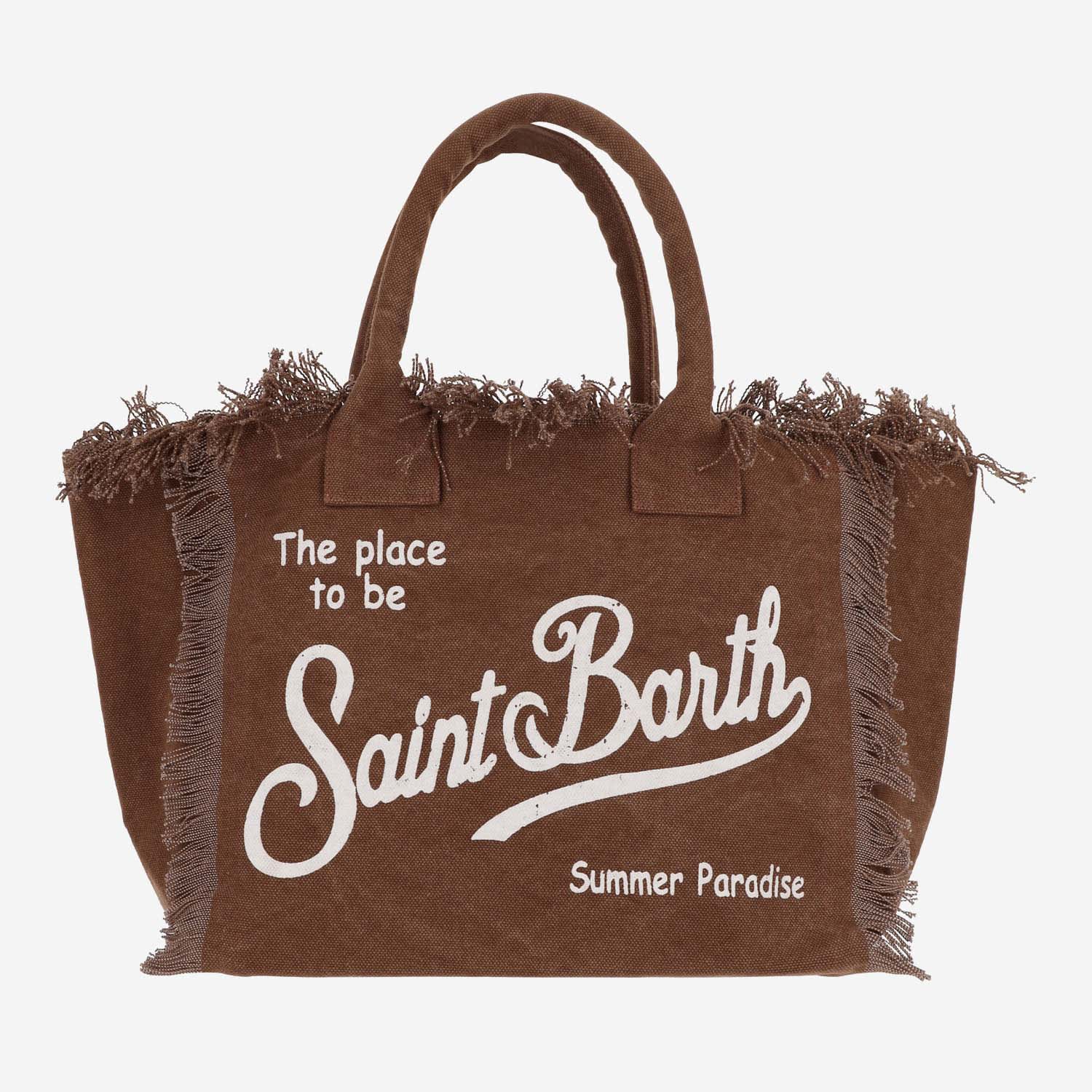 Shop Mc2 Saint Barth Tote Bag With Logo In Brown