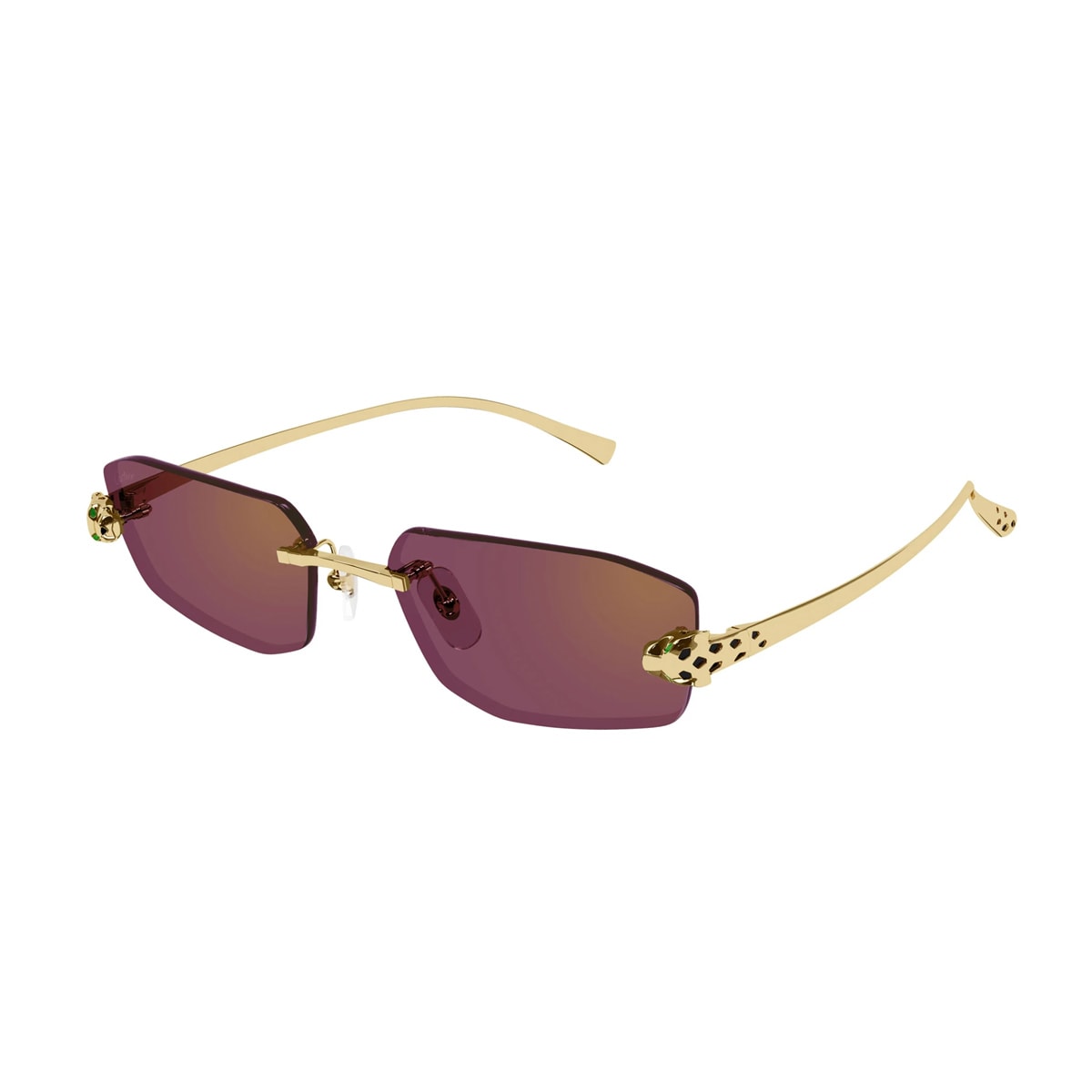 Cartier Ct0474s Panthère De  002 Gold Red Sunglasses In Neutral