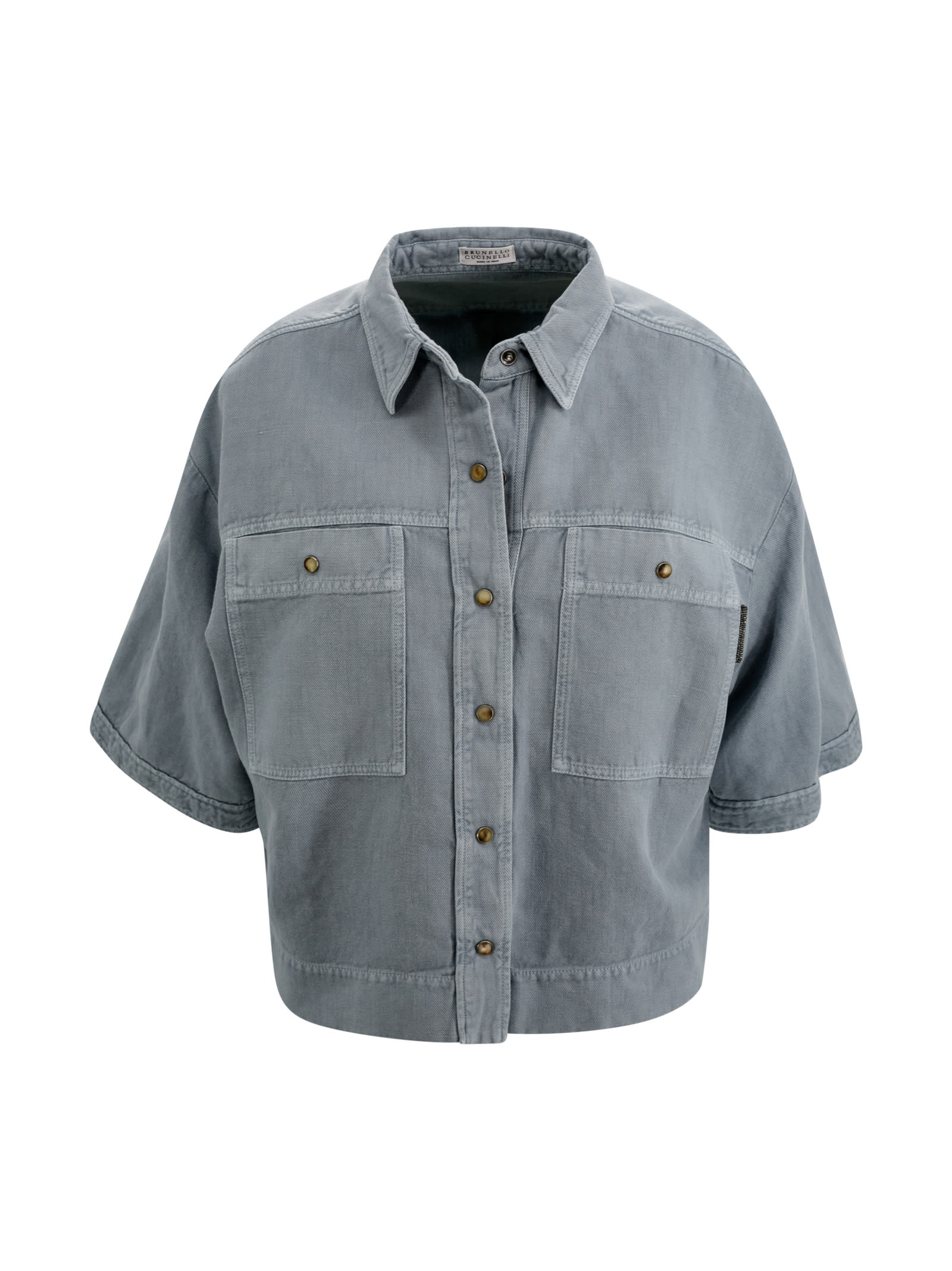 Shop Brunello Cucinelli Cotton And Linen Shirt In Blue