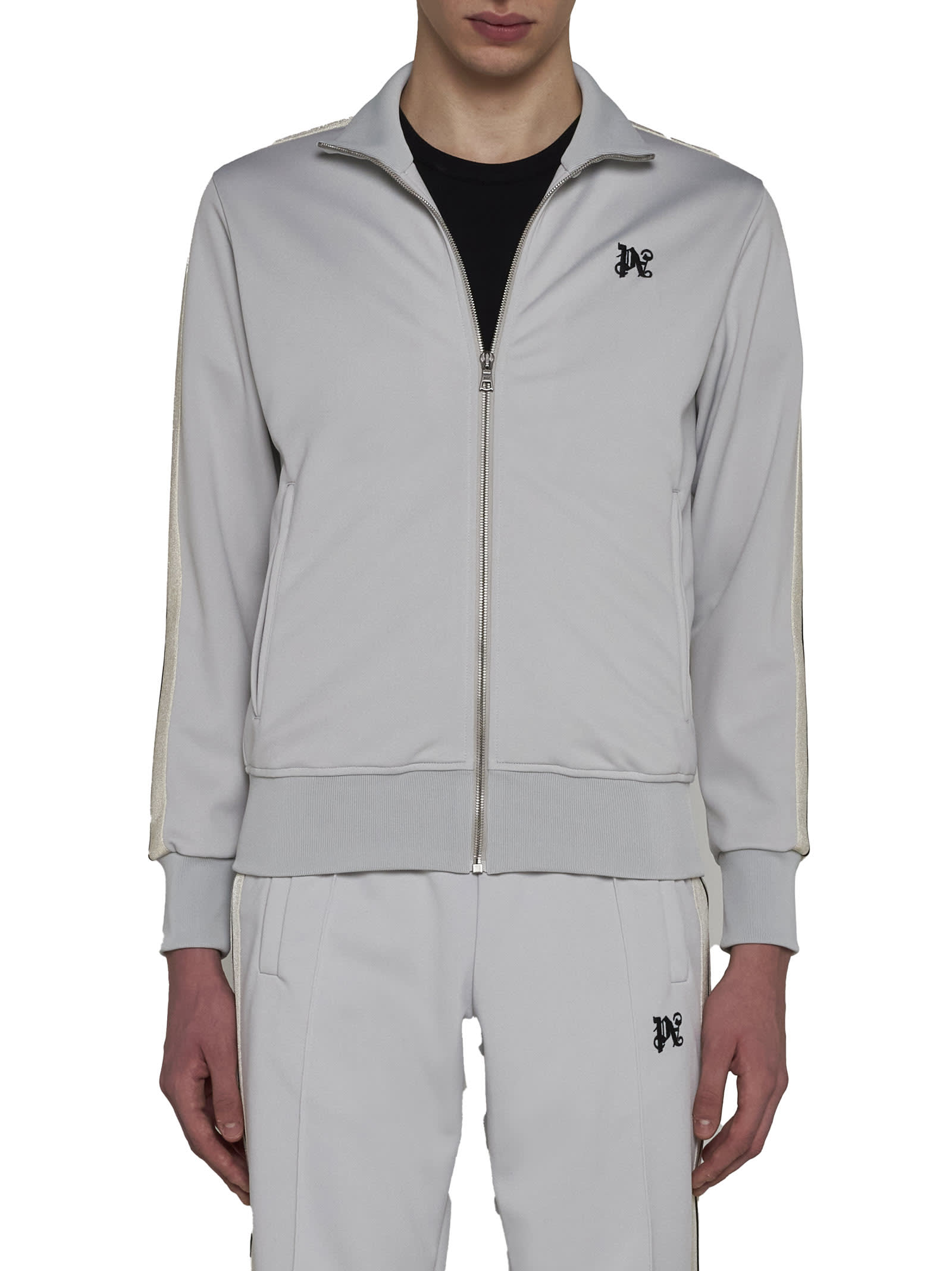 Palm Angels Men's Monogram Track Jacket In Grey