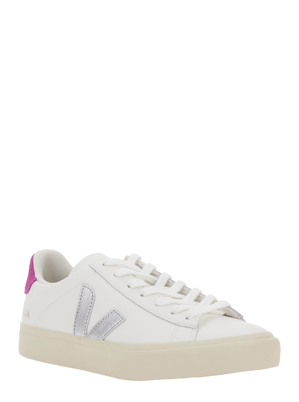Veja Campo White Low Top Sneakers With Contrasting Heel With Logo Lettering And Logo Patch On The Side In In White