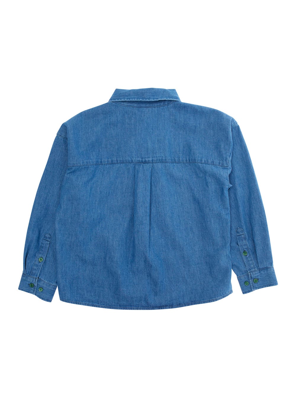 Mini Rodini Blue Shirt With Embroidery On The Front In Denim Boy In Blu