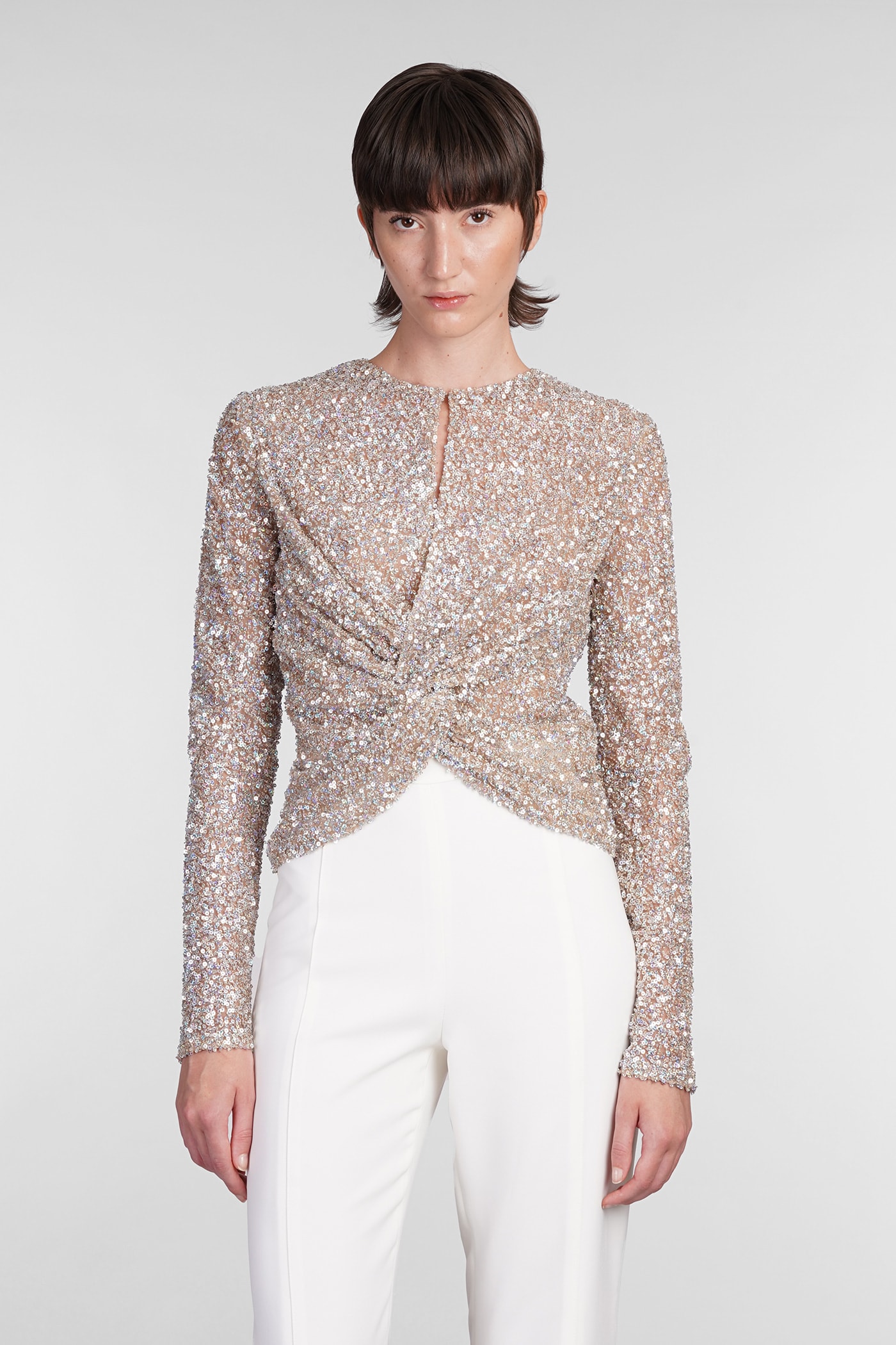 Shop Costarellos Noa Topwear In Gold Polyester