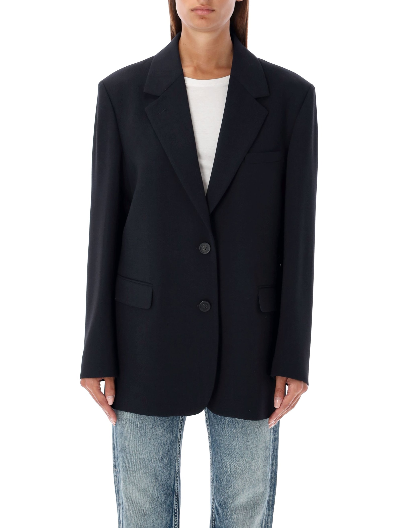 Shop Golden Goose Single Breast Over Blazer In Poplar Night