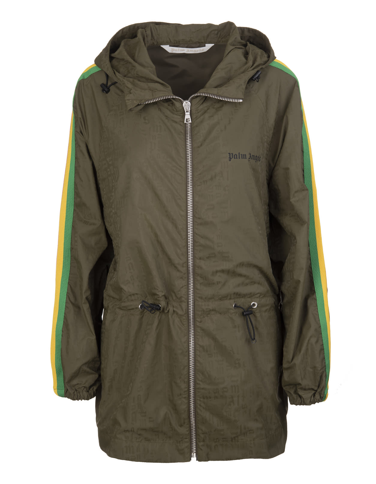 Palm Angels Woman Military Green Windbreaker With Tricolor Detail