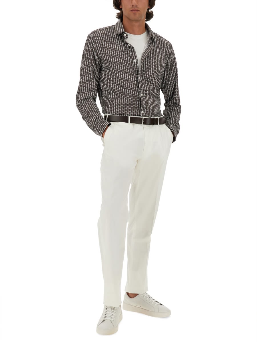 Hugo Boss Boss Micro Check Pattern Shirt In Brown