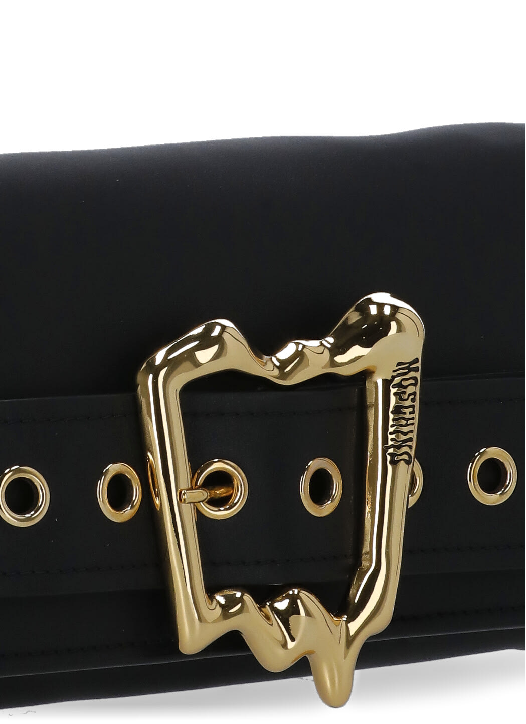 Moschino Morphed Buckle Shoulder Bag In Black