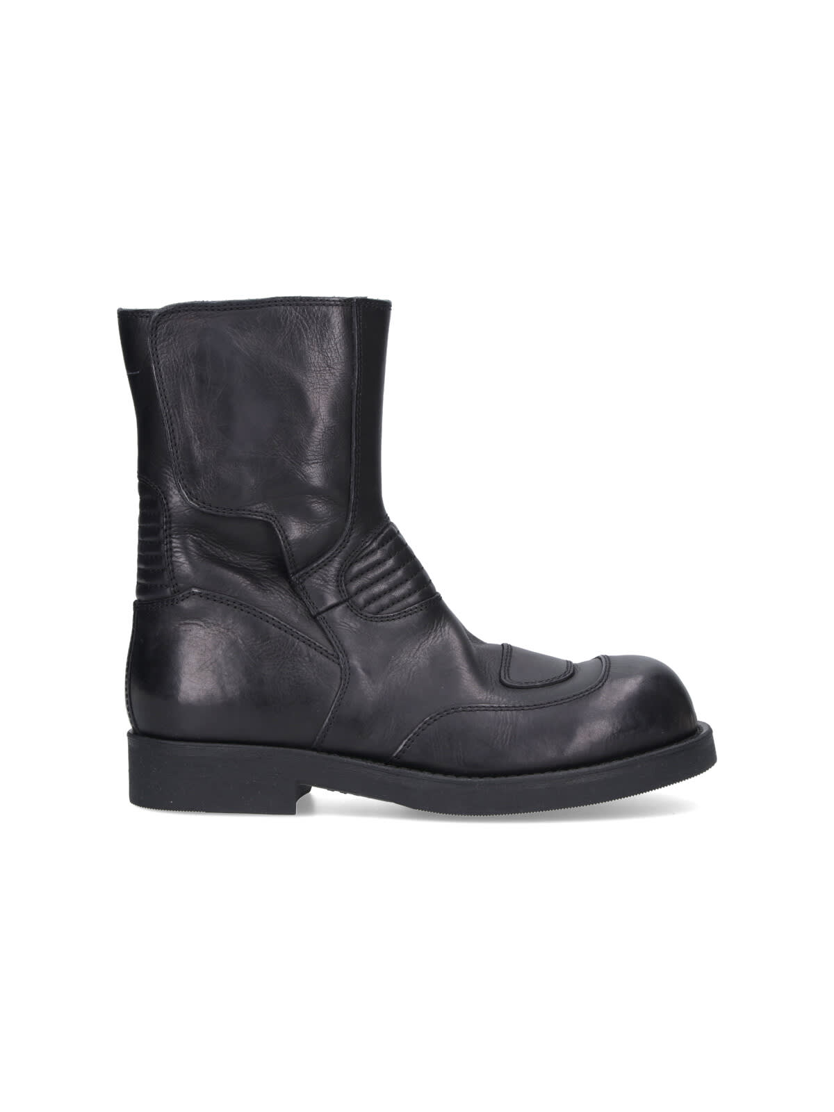 Mm6 Maison Margiela Block Heel Mid-calf Ribbed Ankle Boots In Black