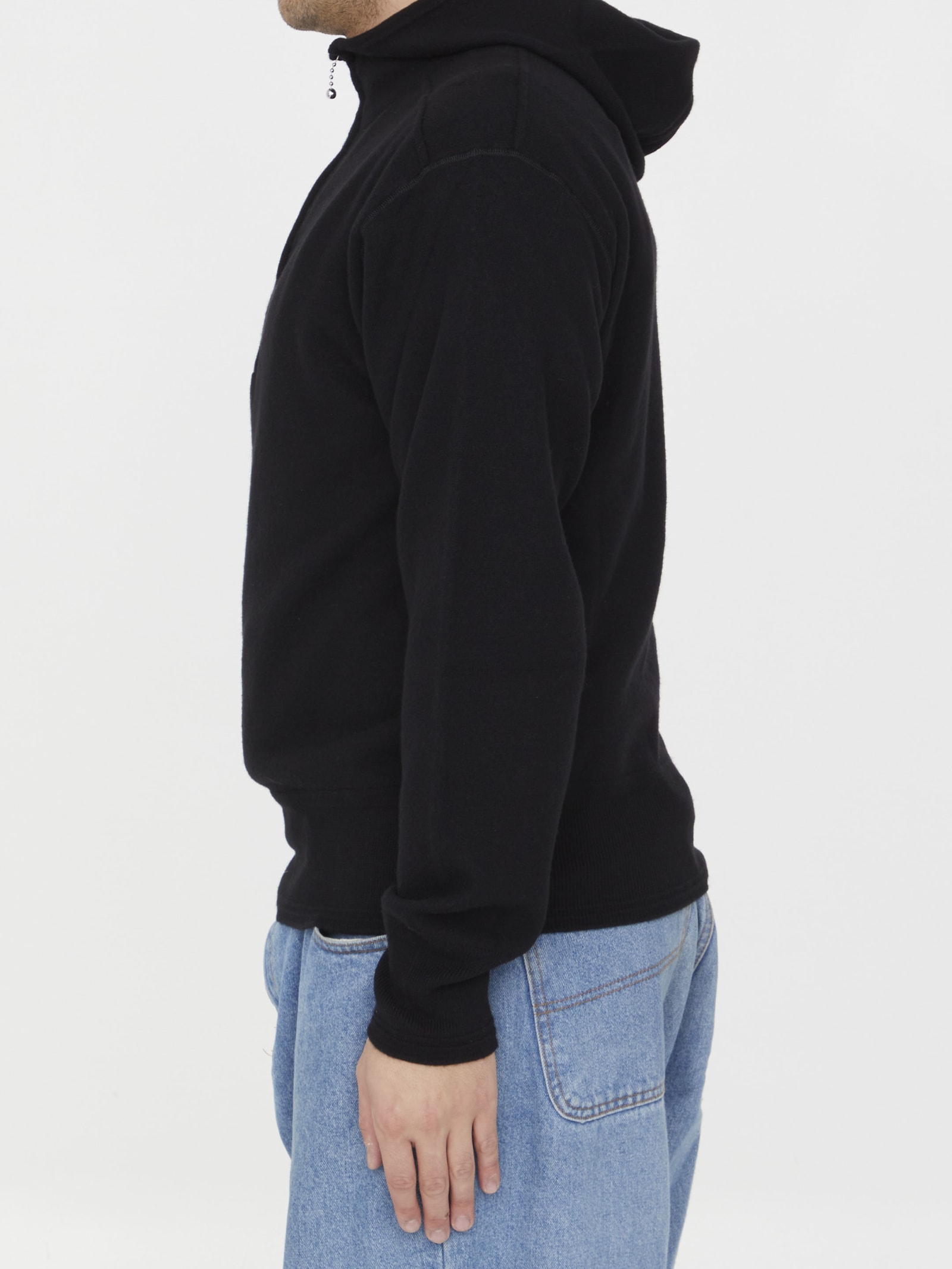 Shop Burberry Wool Hoodie In Black