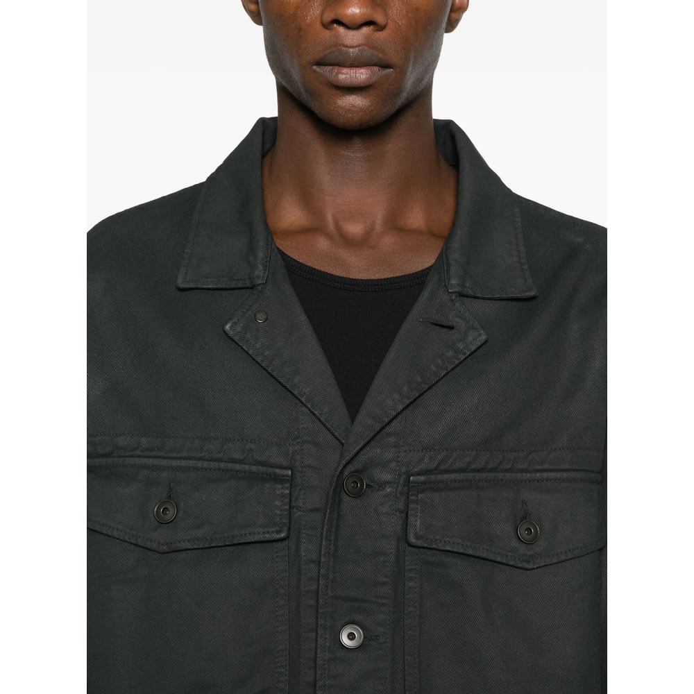 Lemaire Black Trucker Denim Jacket In Black