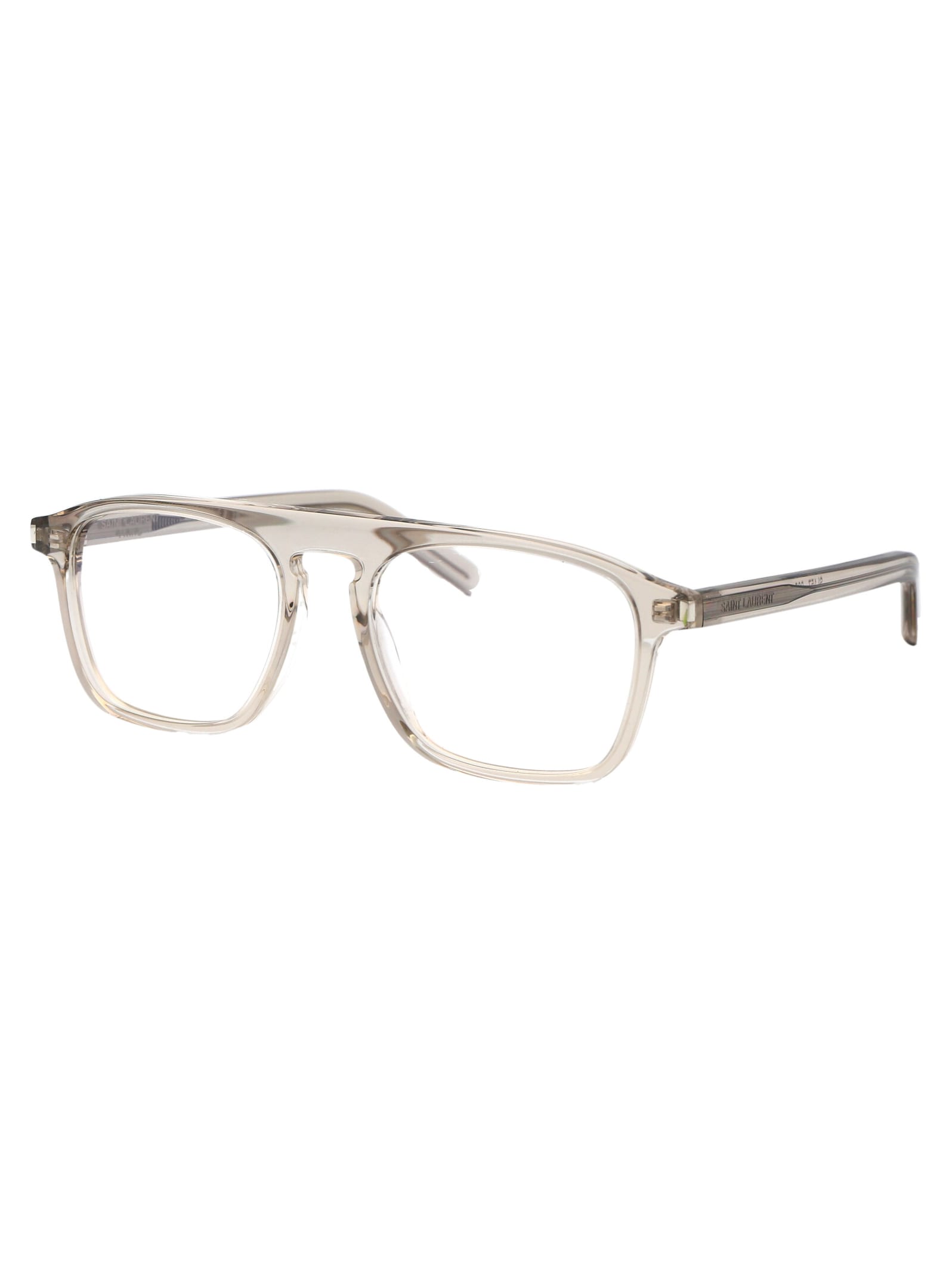 Shop Saint Laurent Sl 157 Glasses In 005 Beige Beige Transparent