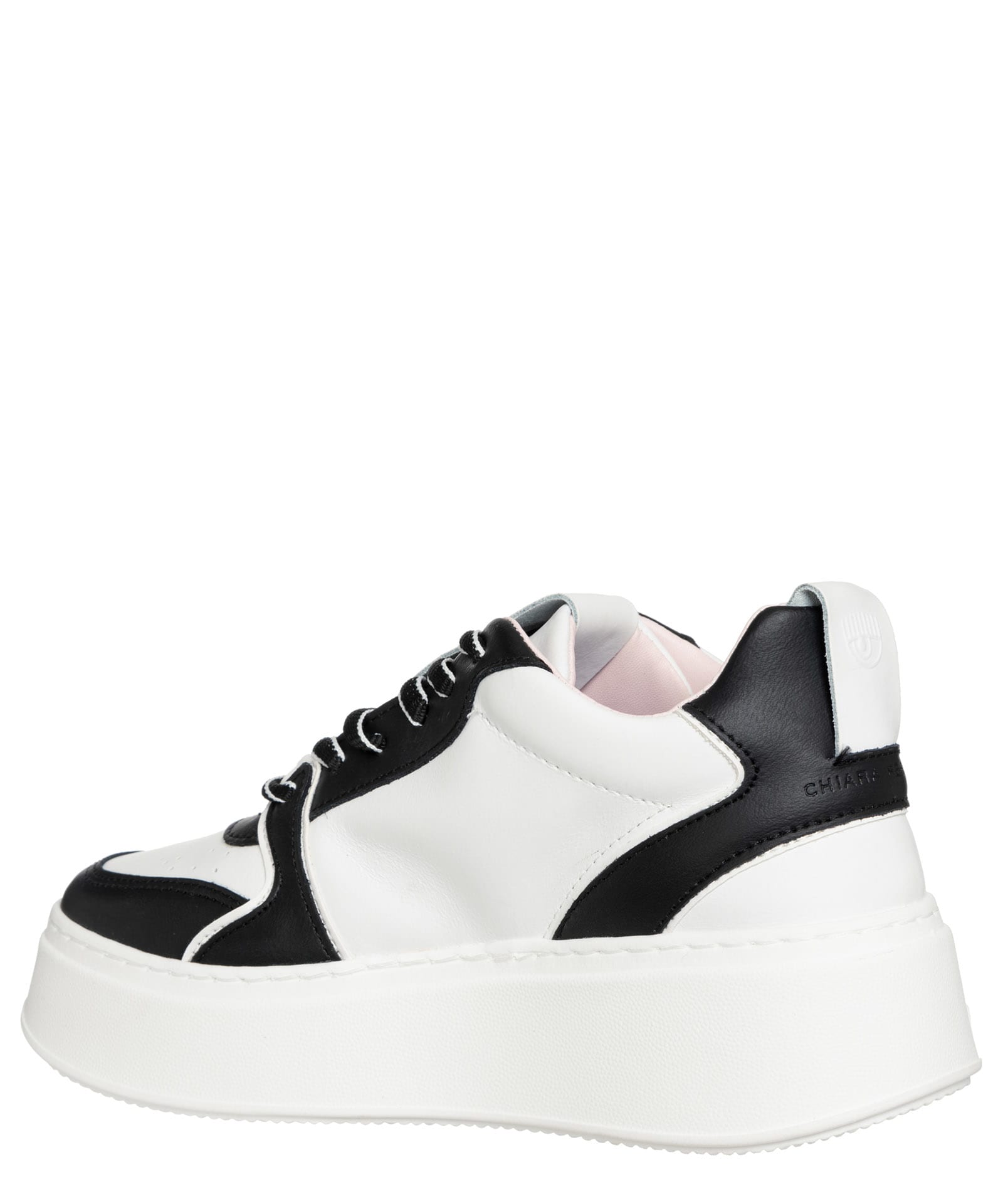 Shop Chiara Ferragni School Leather Sneakers In White Black