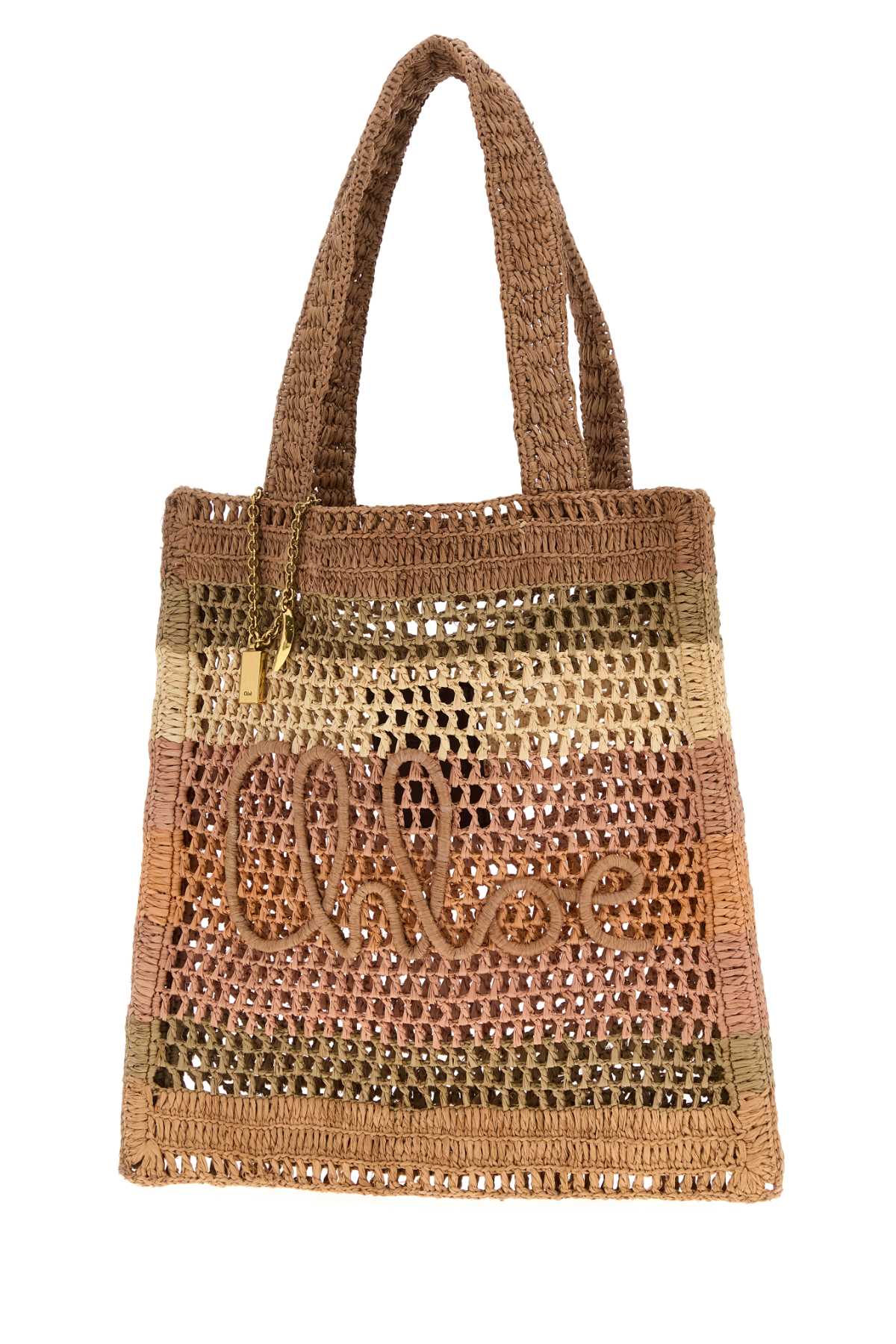 Chloé Chloe Embroidered Raffia Small Summer Banana Shopping Bag In White